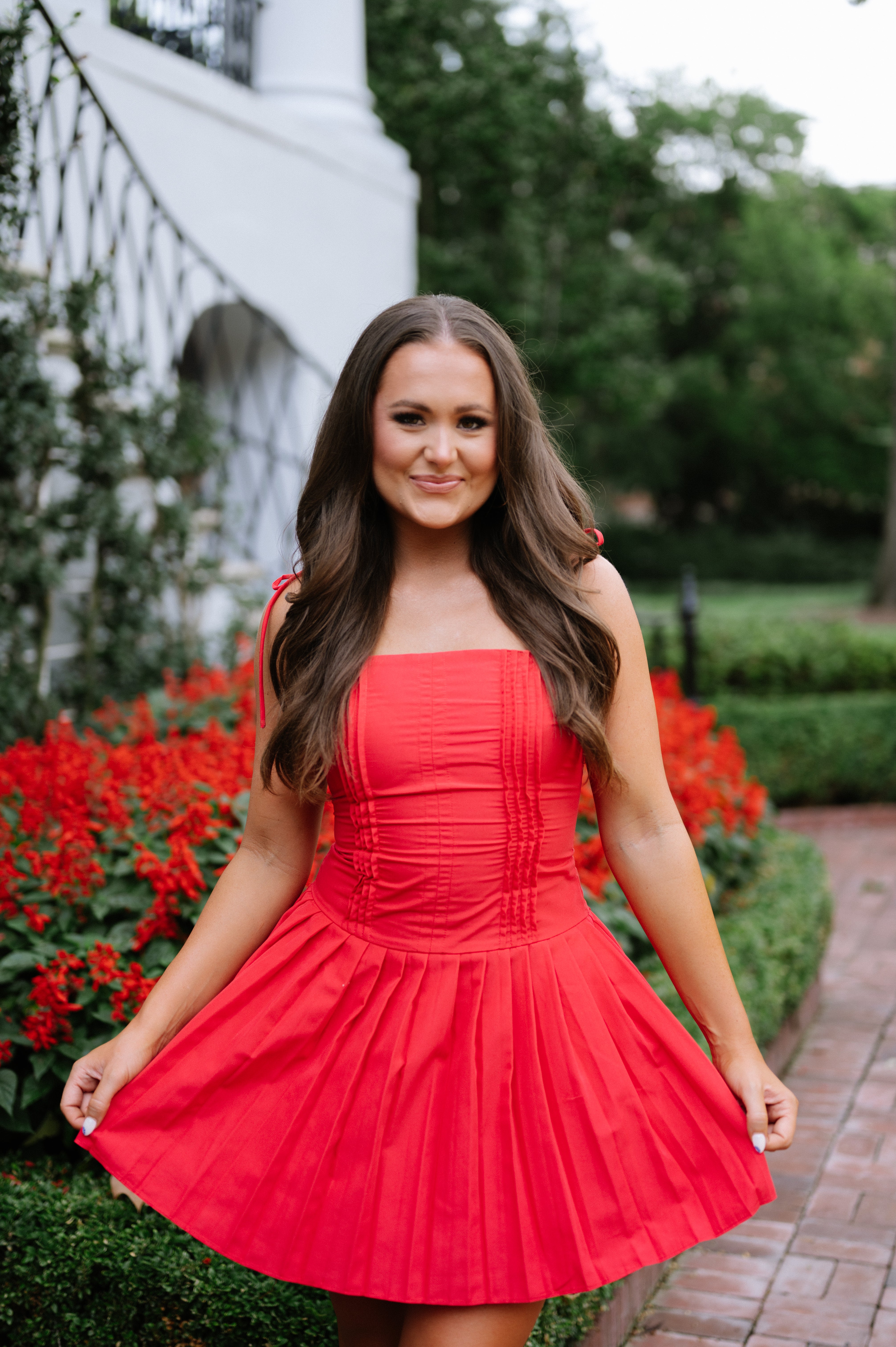 Alyssa Pleated Mini Dress- Red