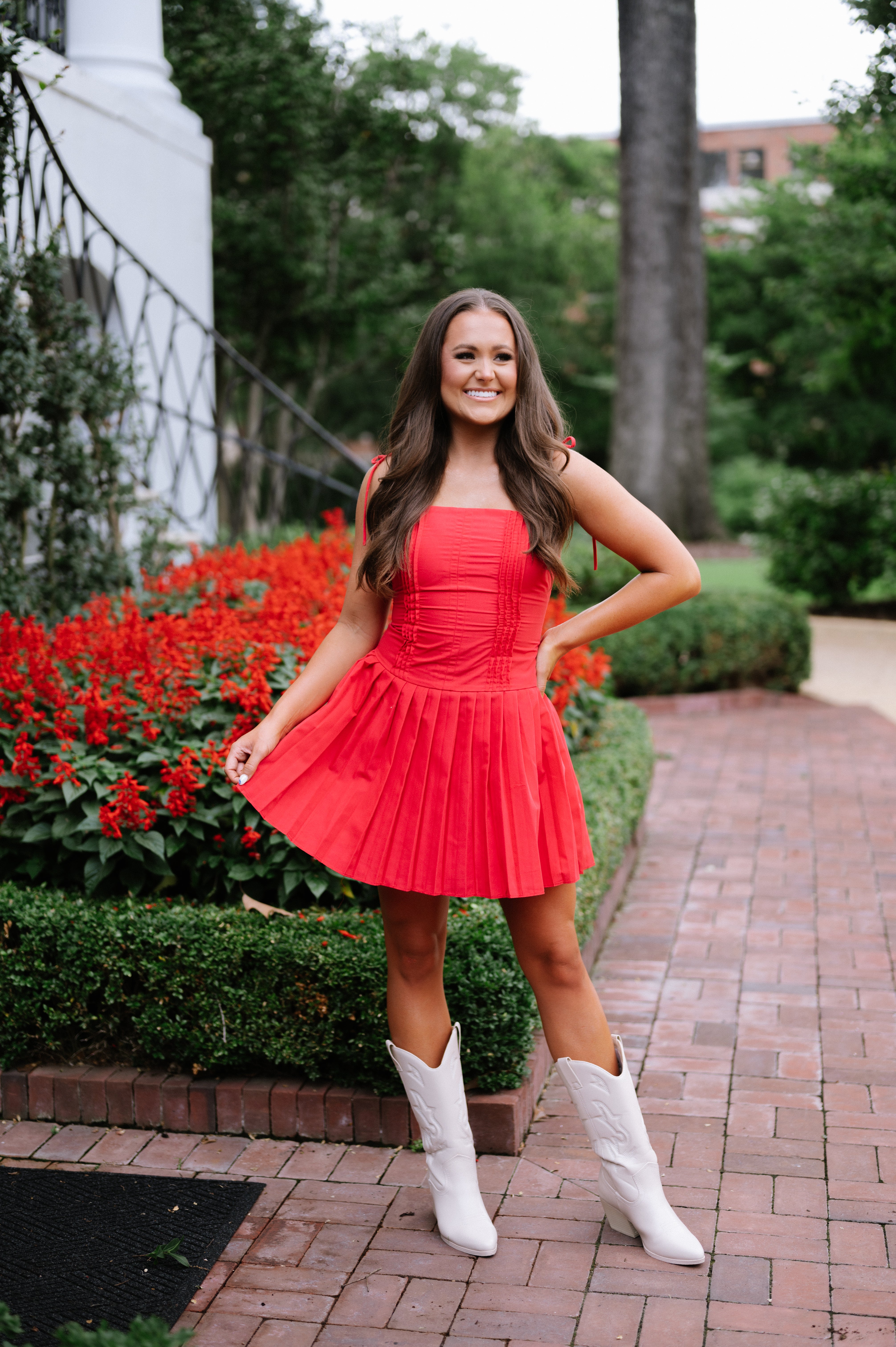 Alyssa Pleated Mini Dress- Red