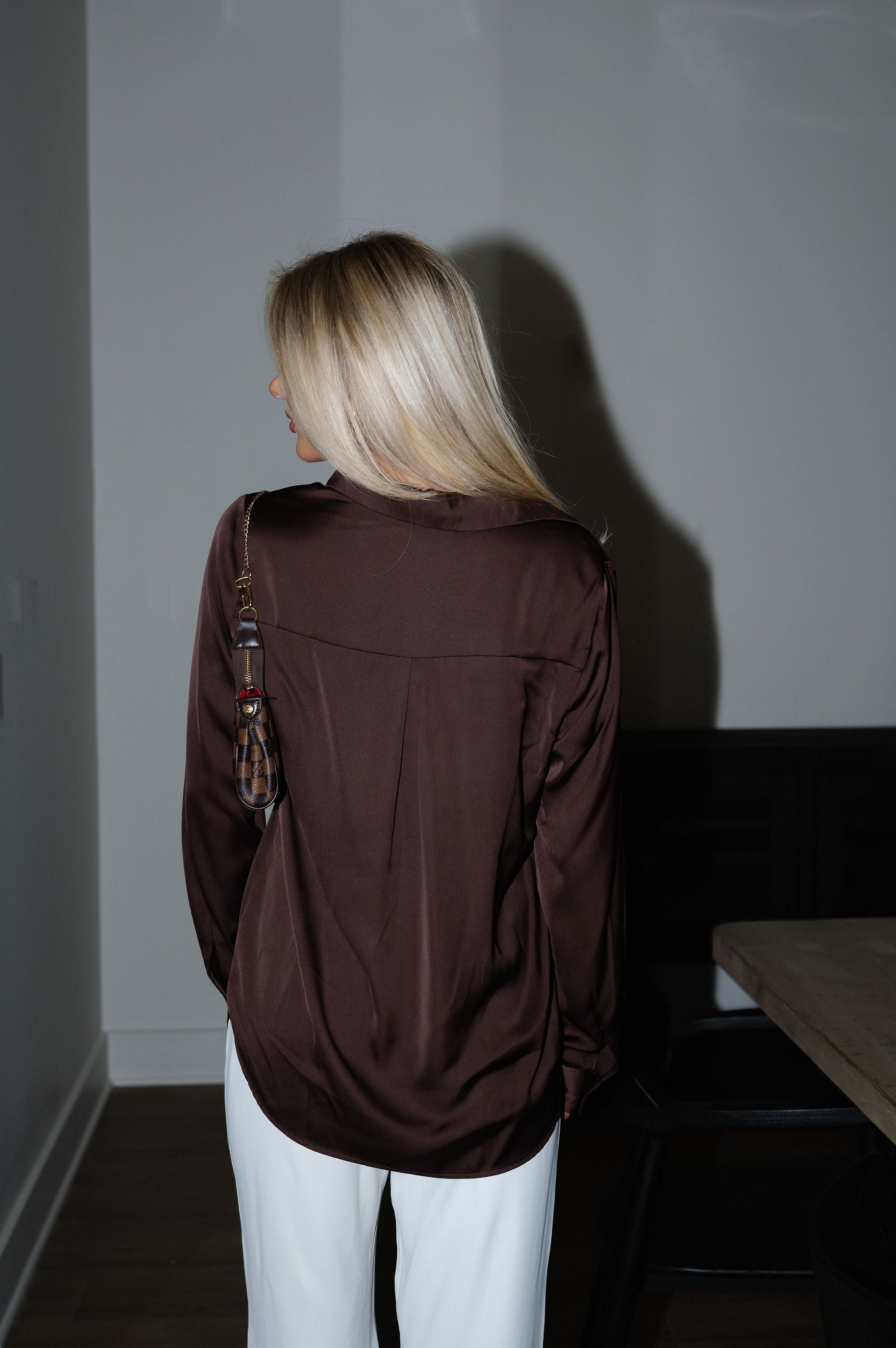 Lexie Satin Blouse-Espresso
