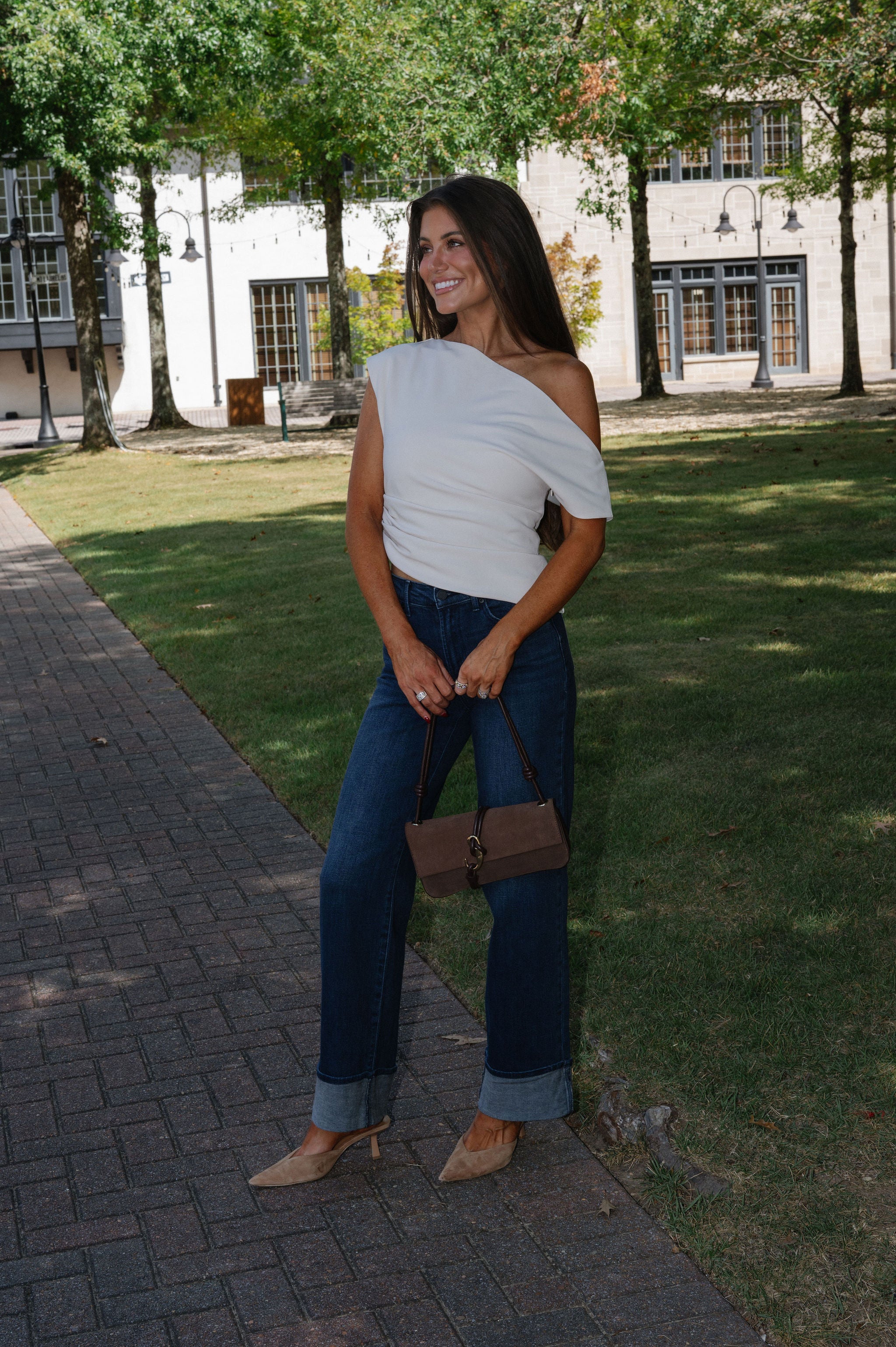 Ryan Cuffed Wide Leg Jeans-Dark Wash