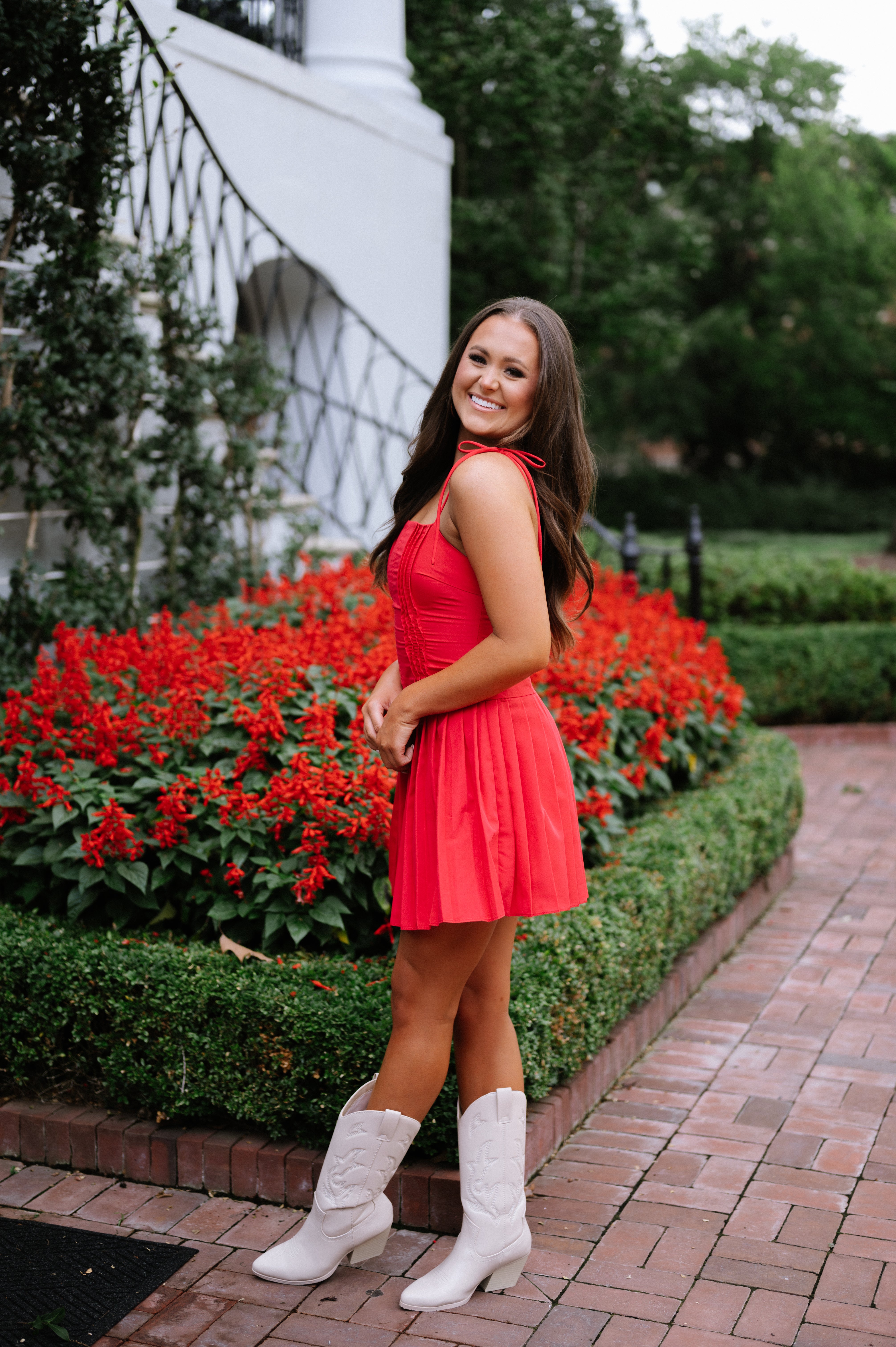 Alyssa Pleated Mini Dress- Red