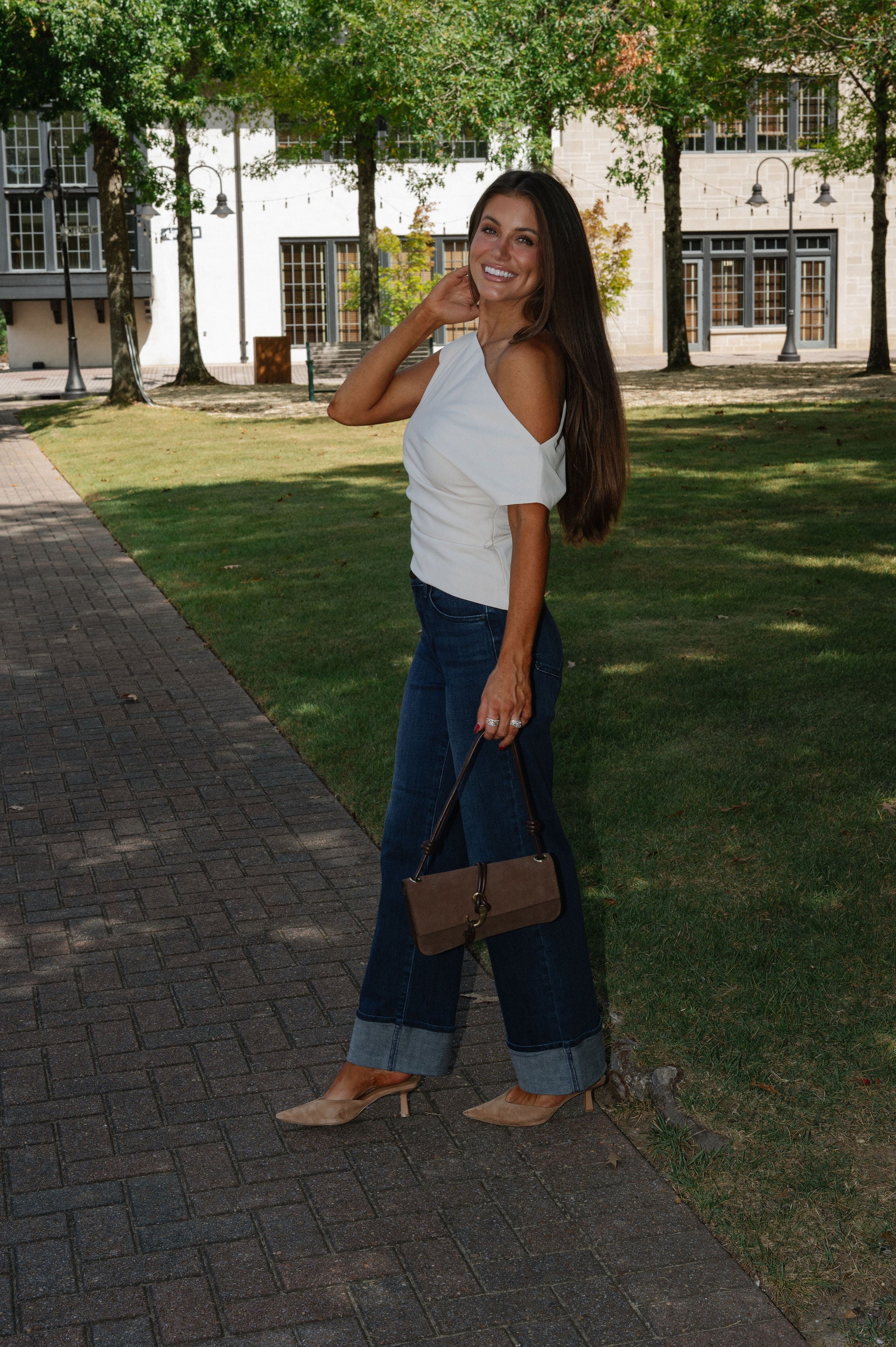Ryan Cuffed Wide Leg Jeans-Dark Wash
