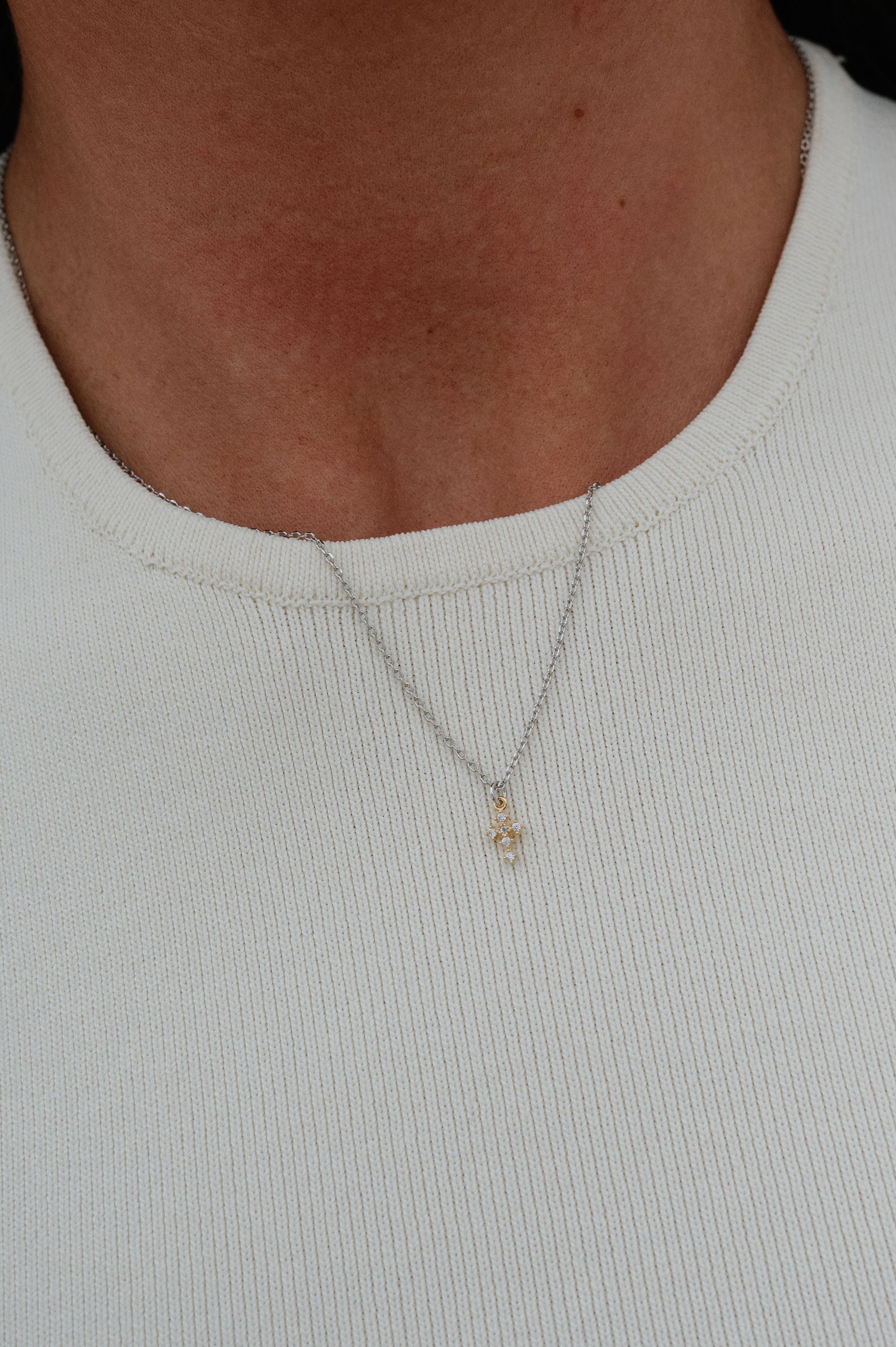 Two Tone Cross Necklace