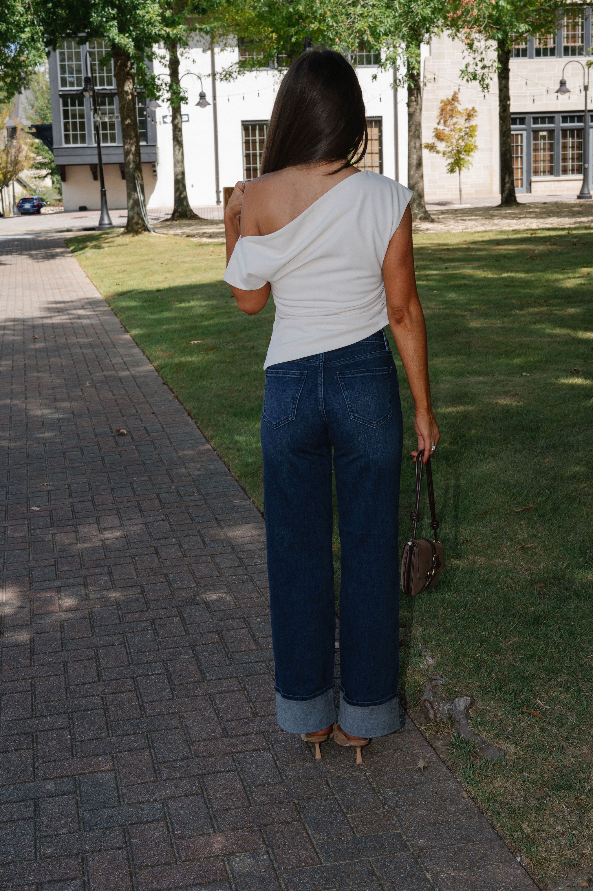 Ryan Cuffed Wide Leg Jeans-Dark Wash