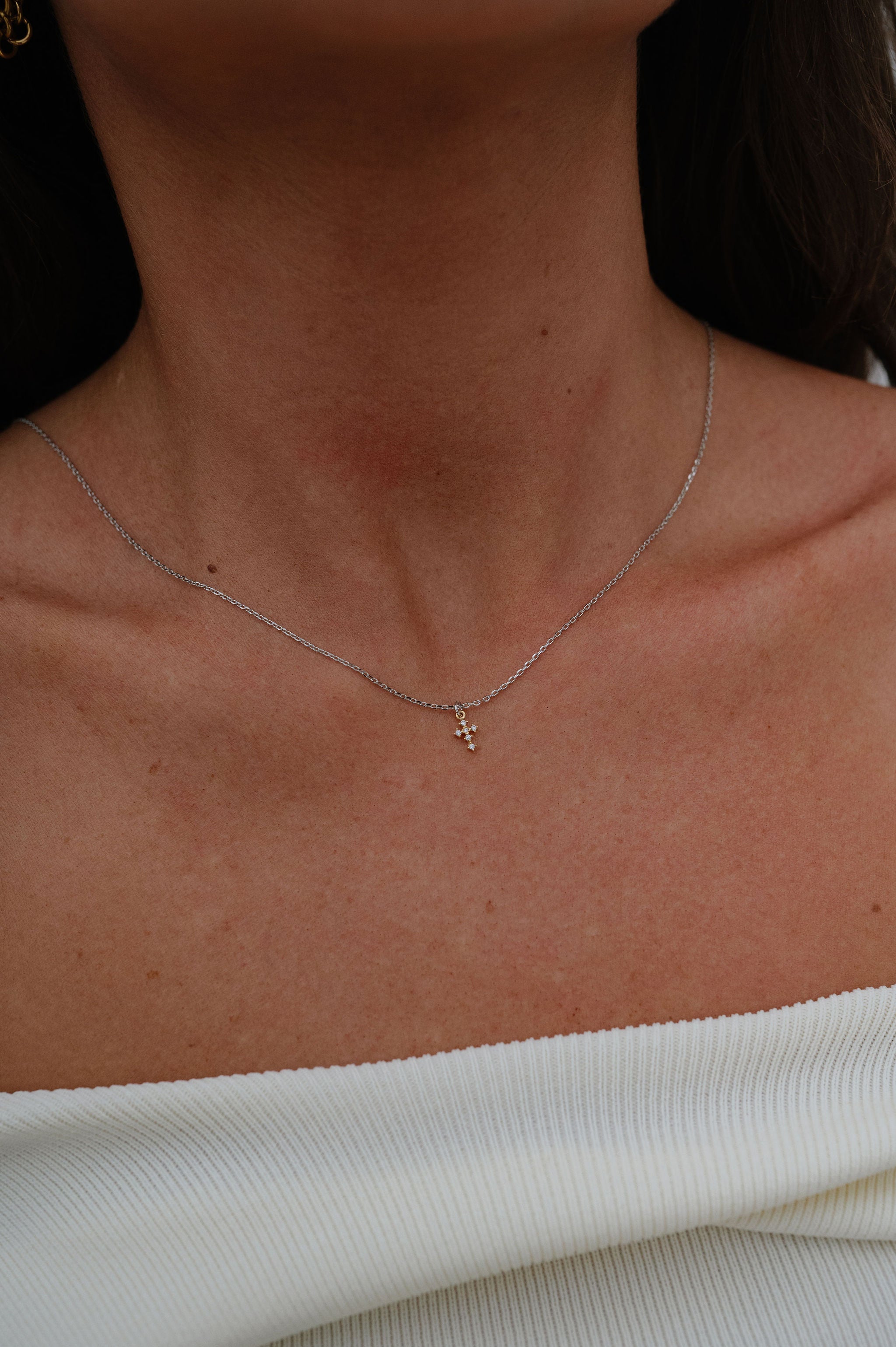 Two Tone Cross Necklace