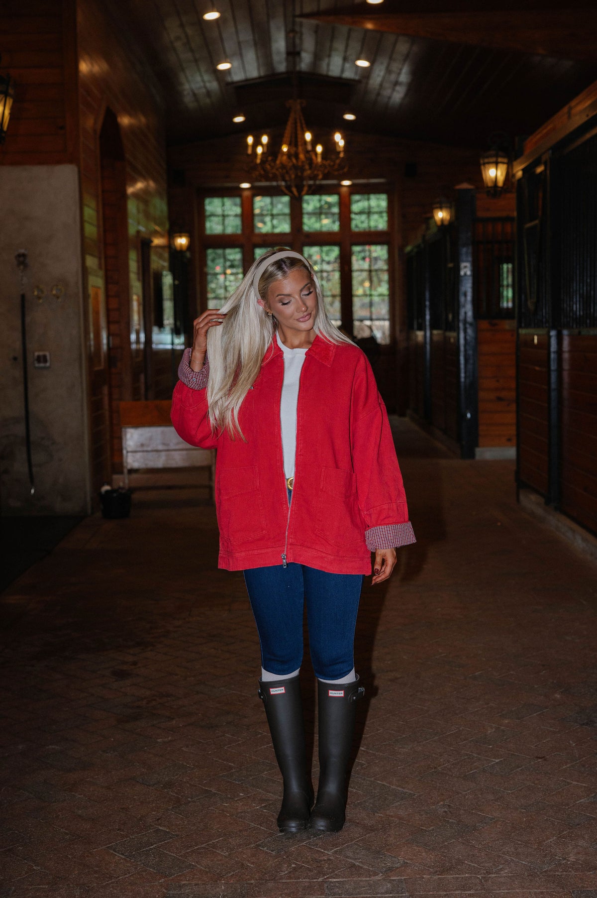 Carol Twill Worker Jacket-Red