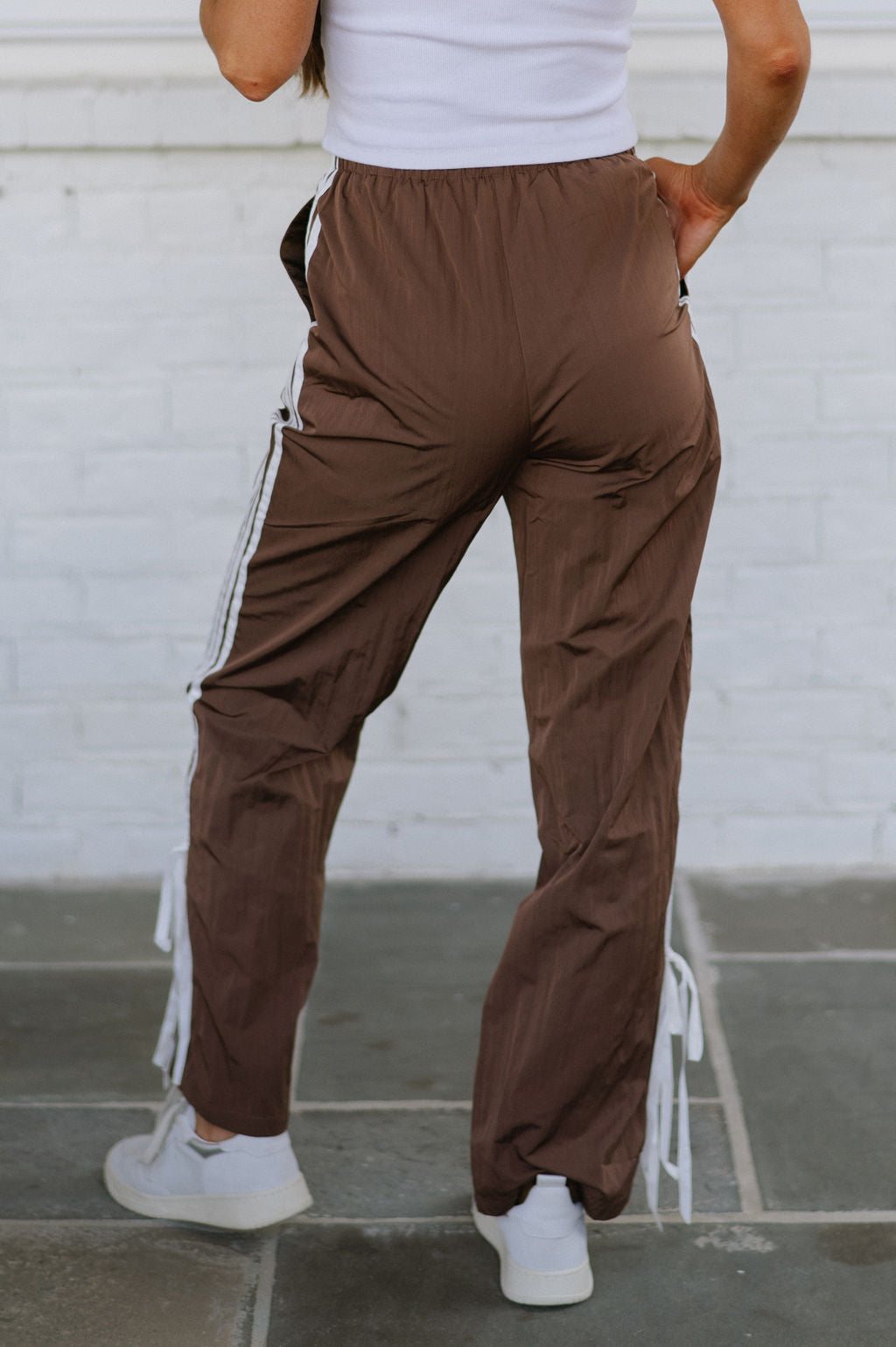 Straight Leg Striped Pants-Chocolate