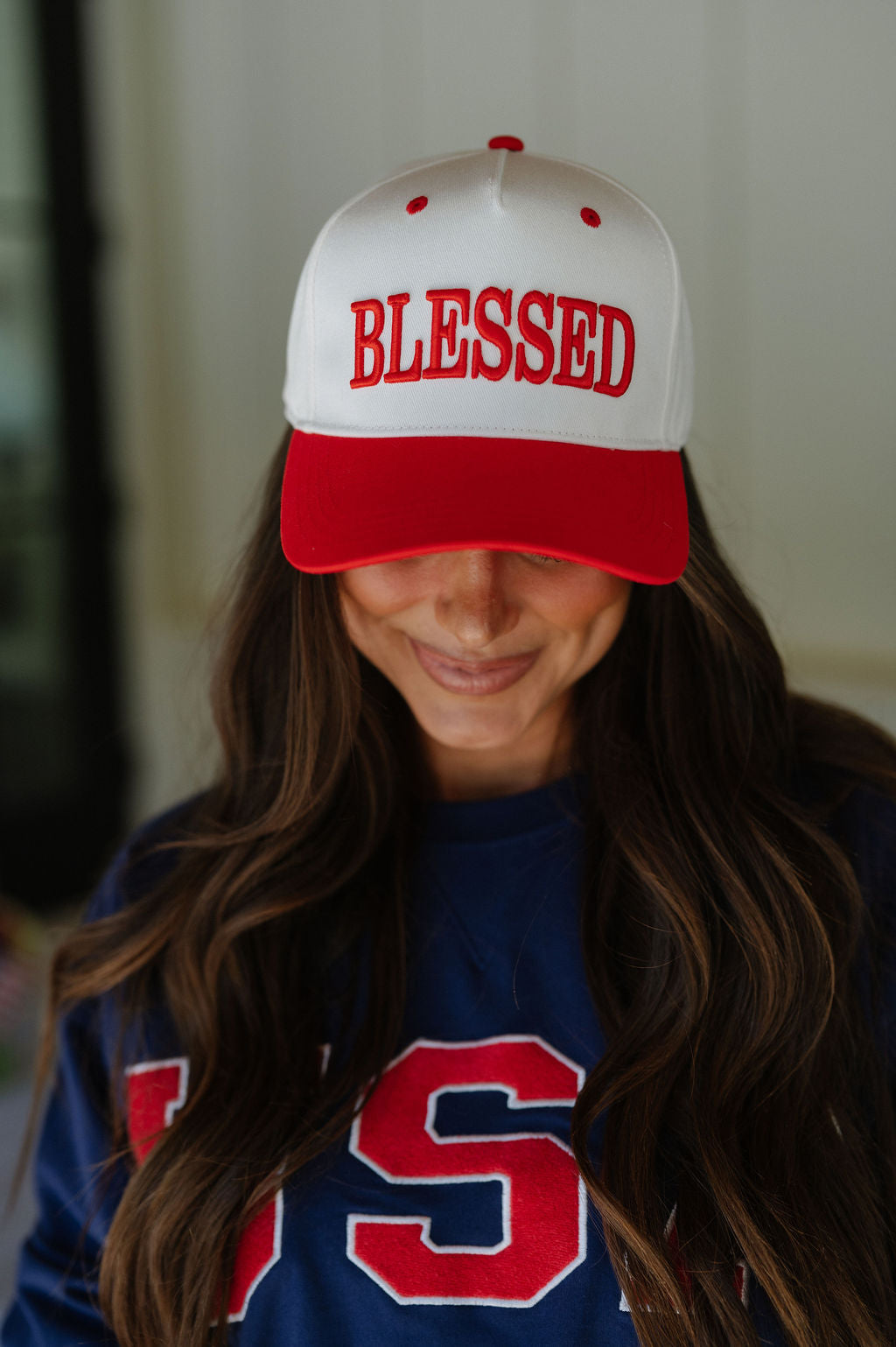 "Blessed" Hat- Cherry Red