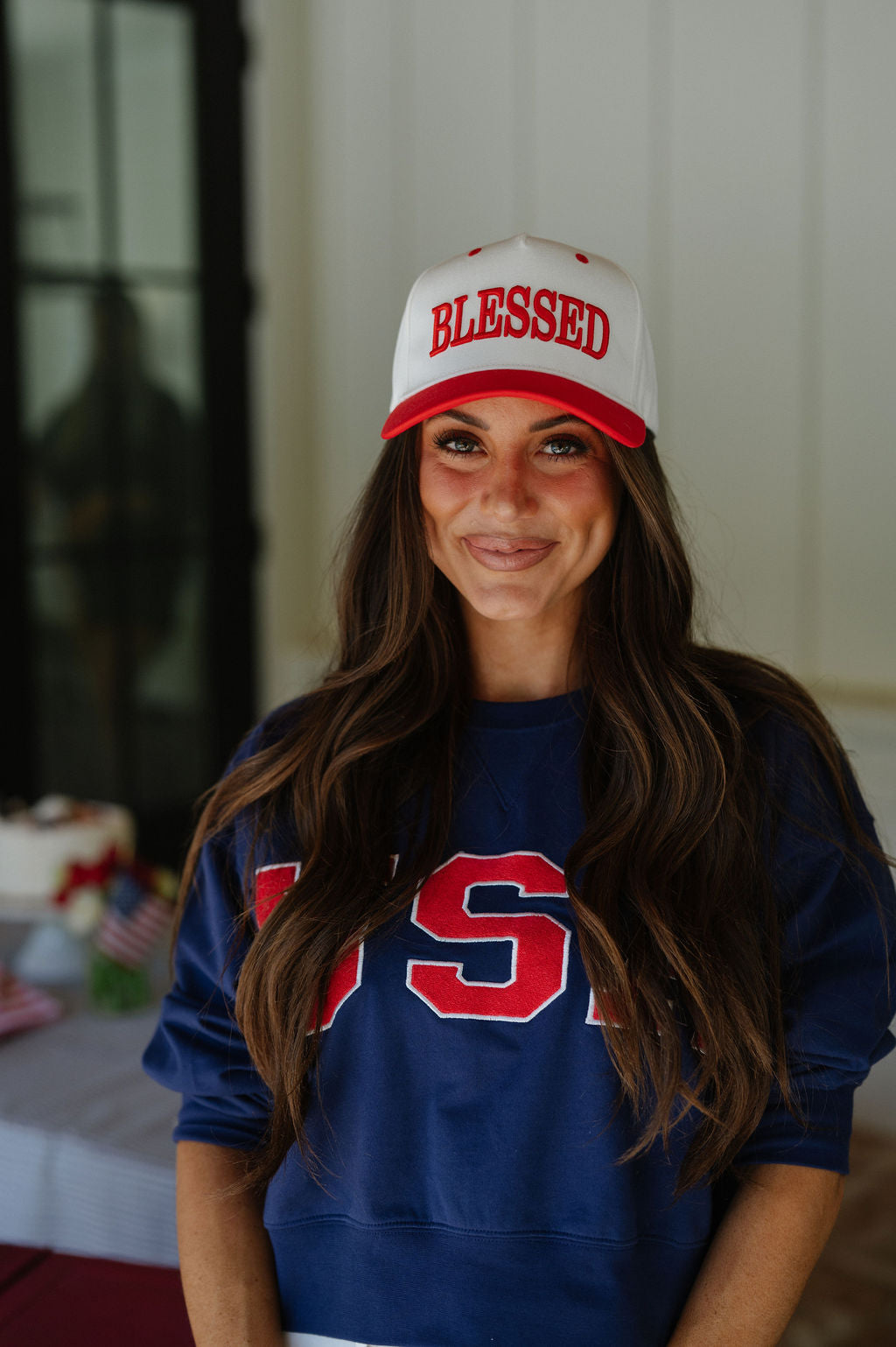 "Blessed" Hat- Cherry Red