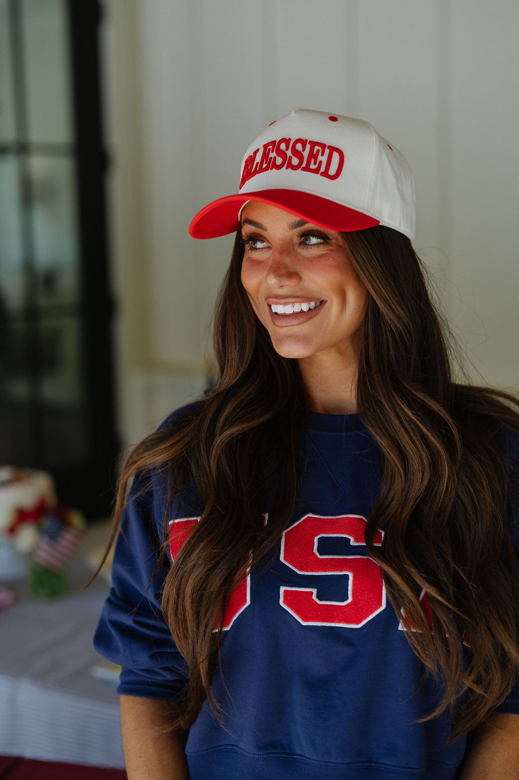 "Blessed" Hat- Cherry Red