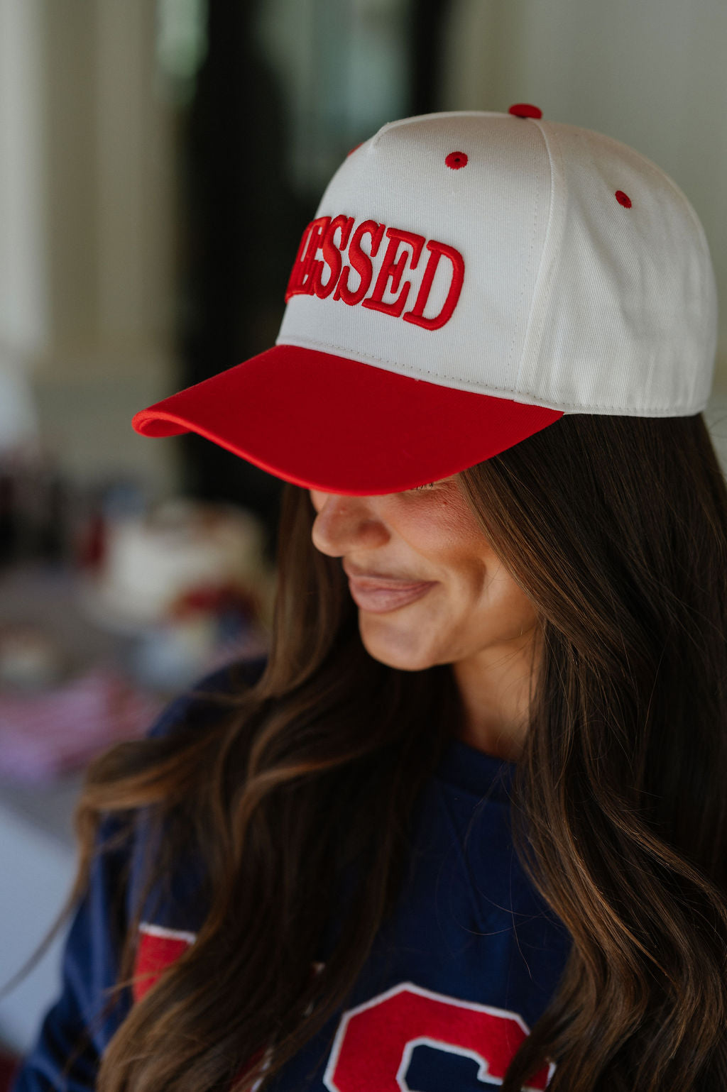 "Blessed" Hat- Cherry Red