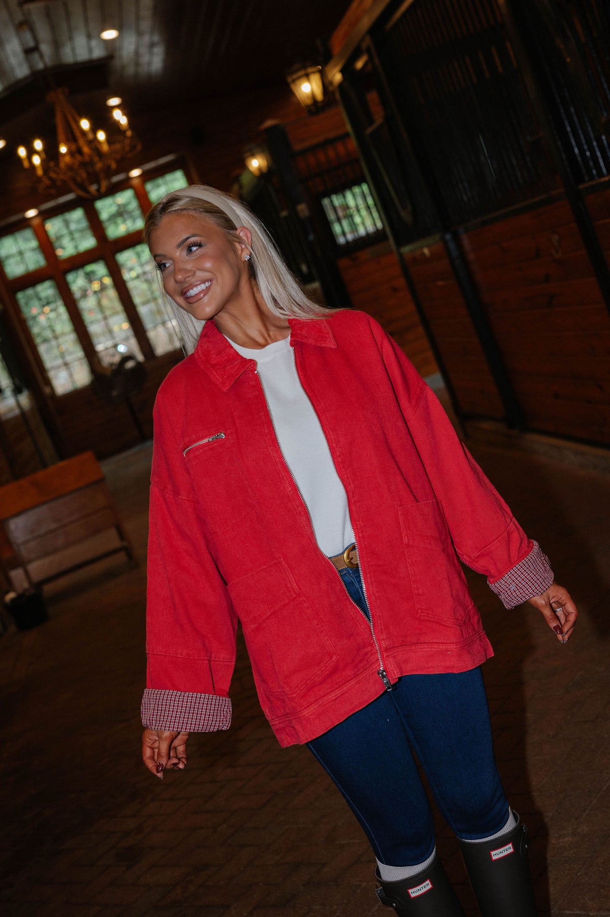 Carol Twill Worker Jacket-Red