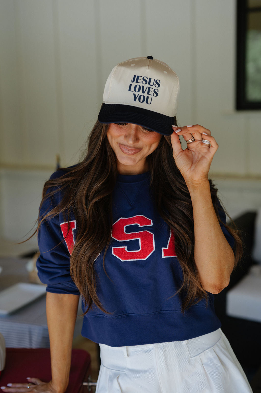 Jesus Loves You Trucker Hat-Navy
