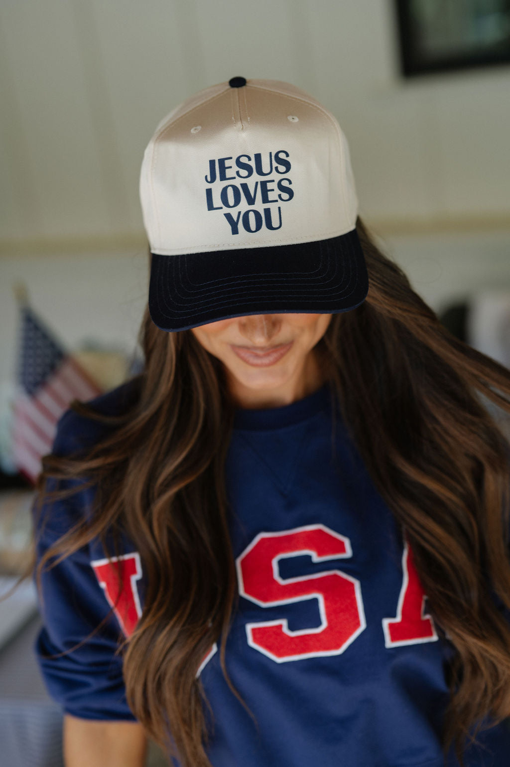 Jesus Loves You Trucker Hat-Navy