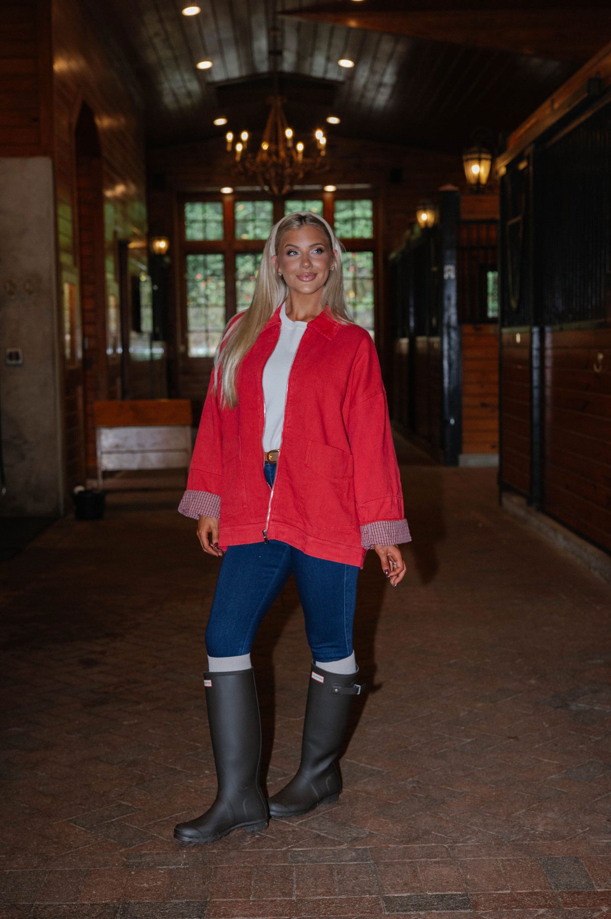 Carol Twill Worker Jacket-Red