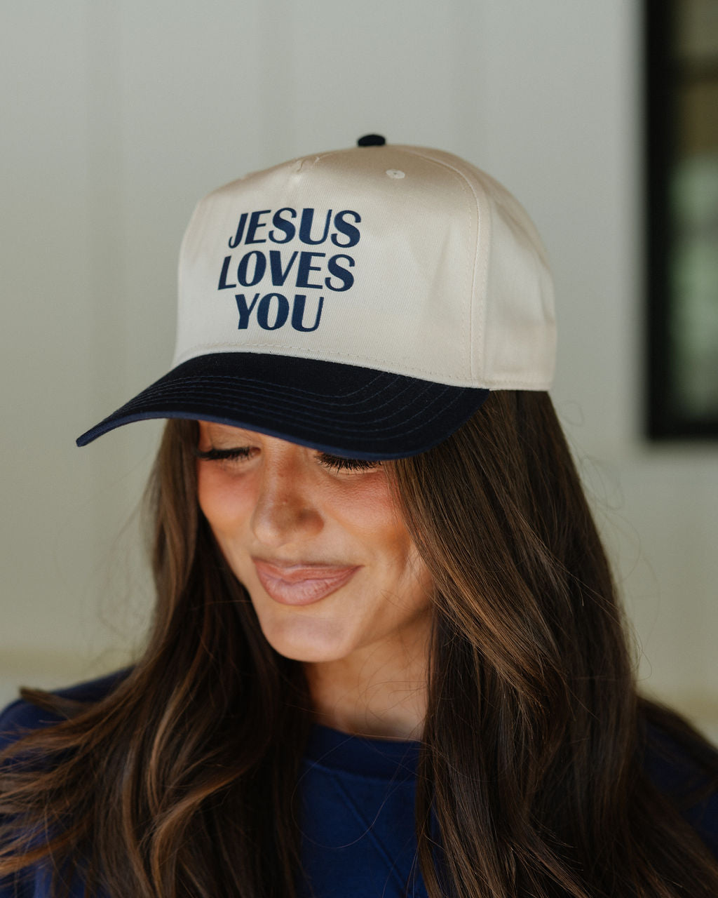 Jesus Loves You Trucker Hat-Navy