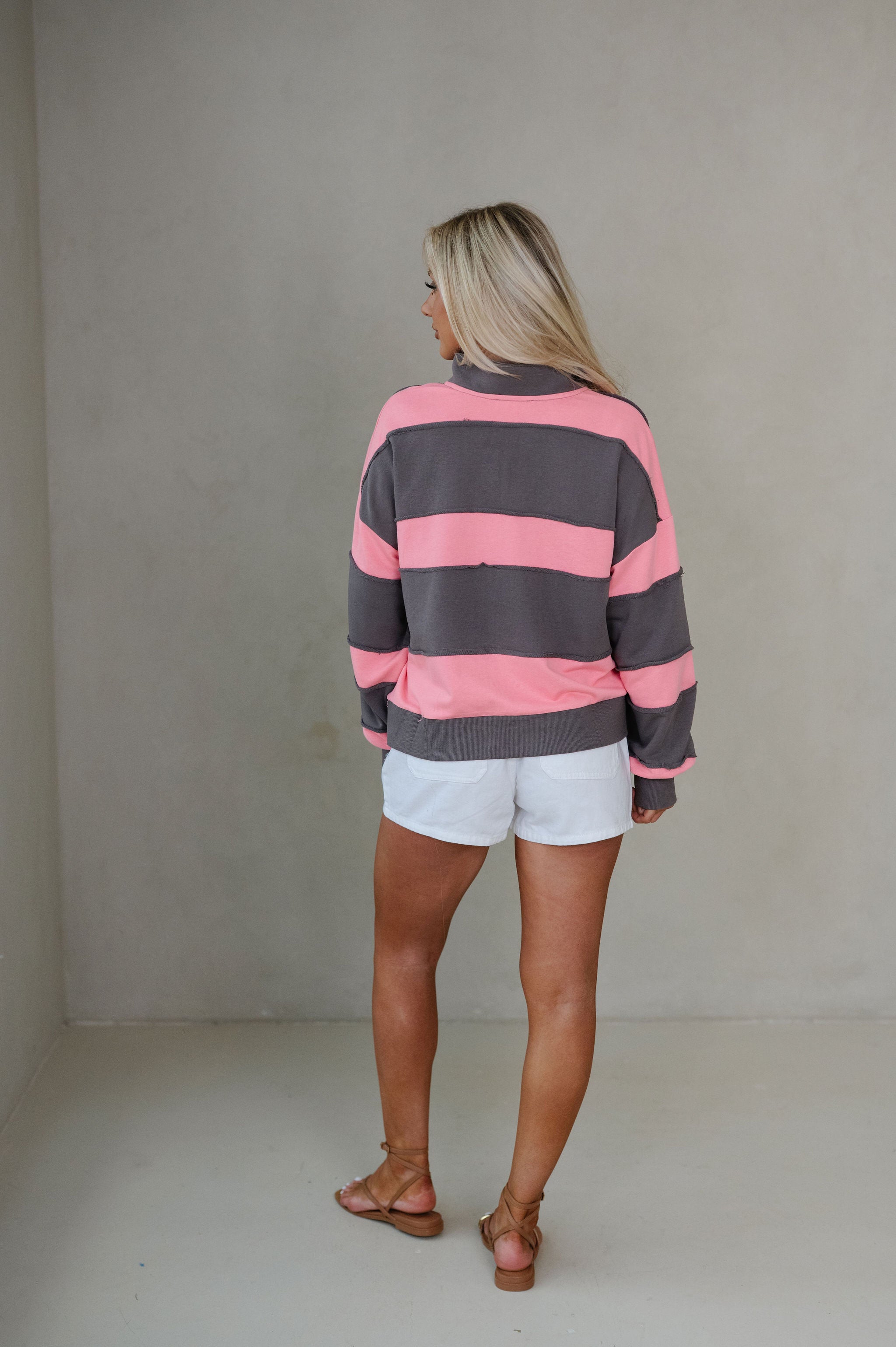Tatum Colorblock Pullover-Pink Combo
