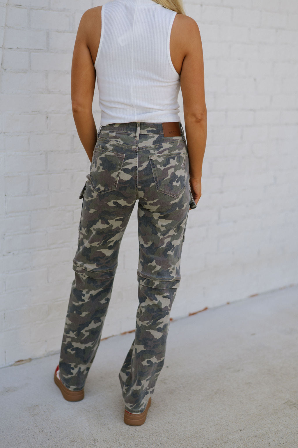 High Rise Cargo Jeans-Camo