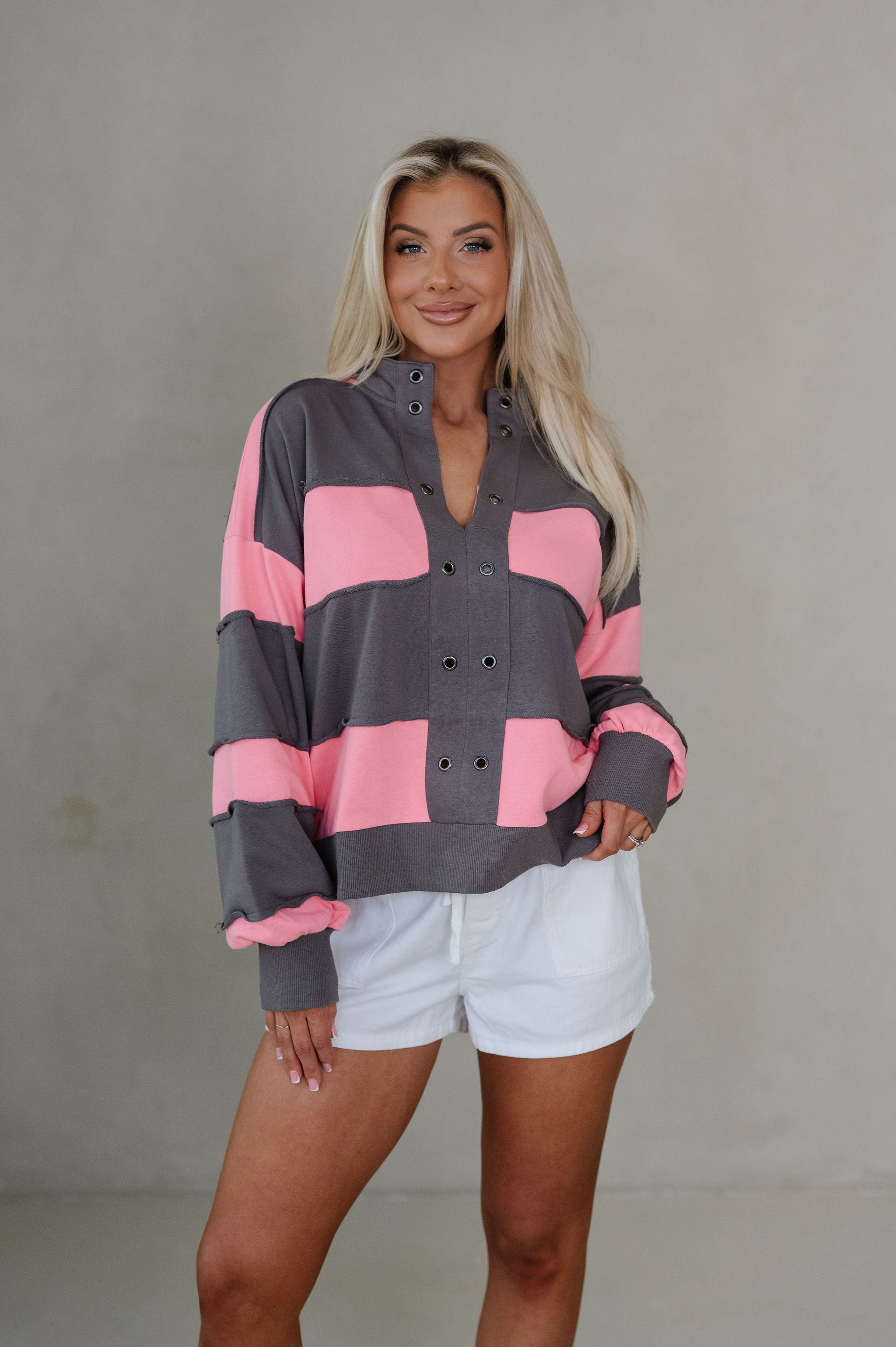 Tatum Colorblock Pullover-Pink Combo