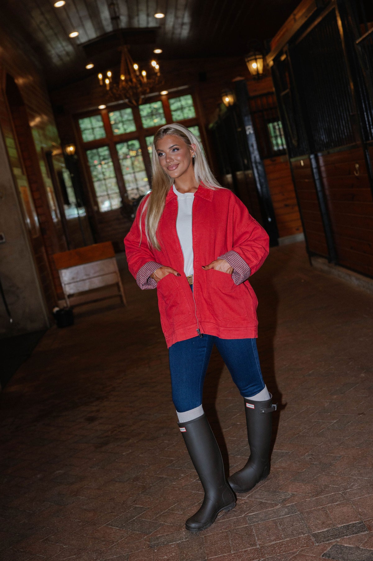 Carol Twill Worker Jacket-Red