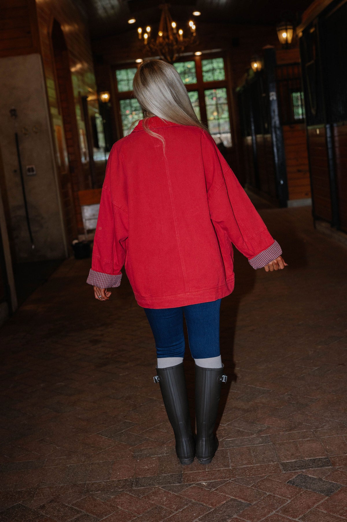 Carol Twill Worker Jacket-Red