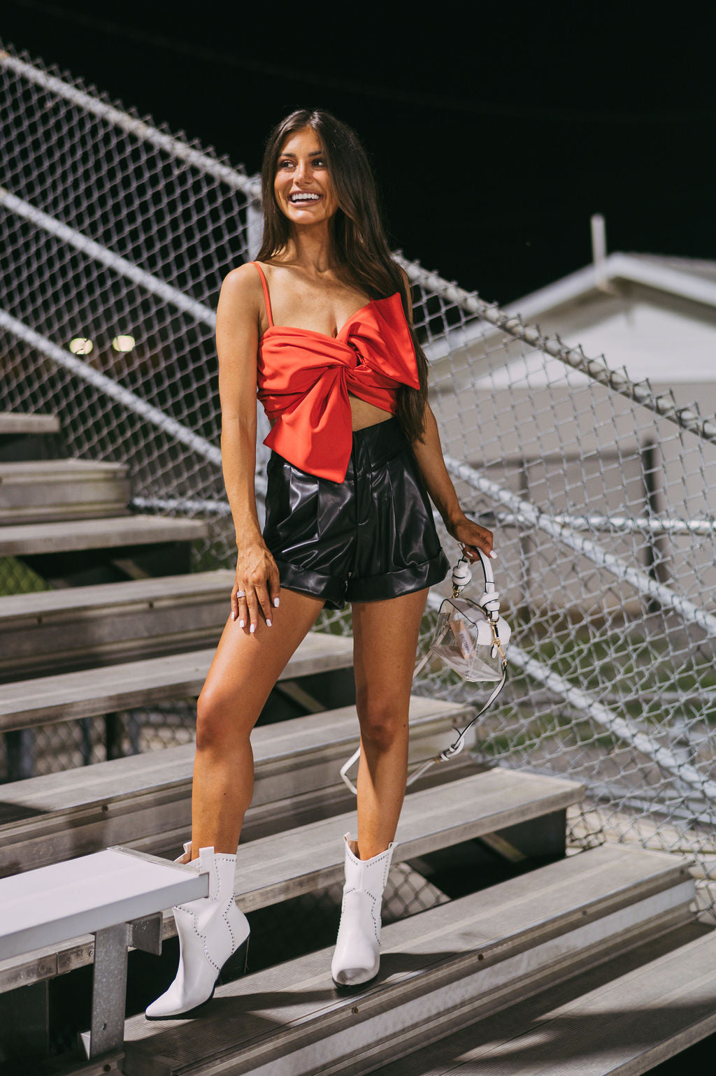 Bow Twist Crop Top- Tomato Red
