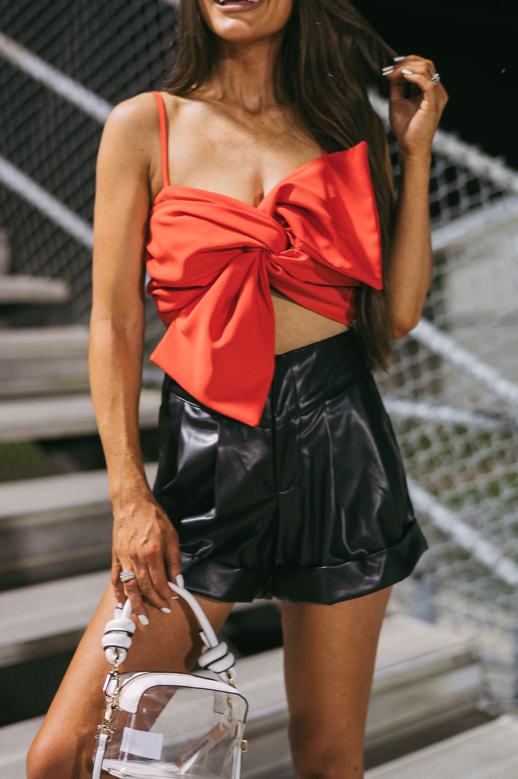 Bow Twist Crop Top- Tomato Red