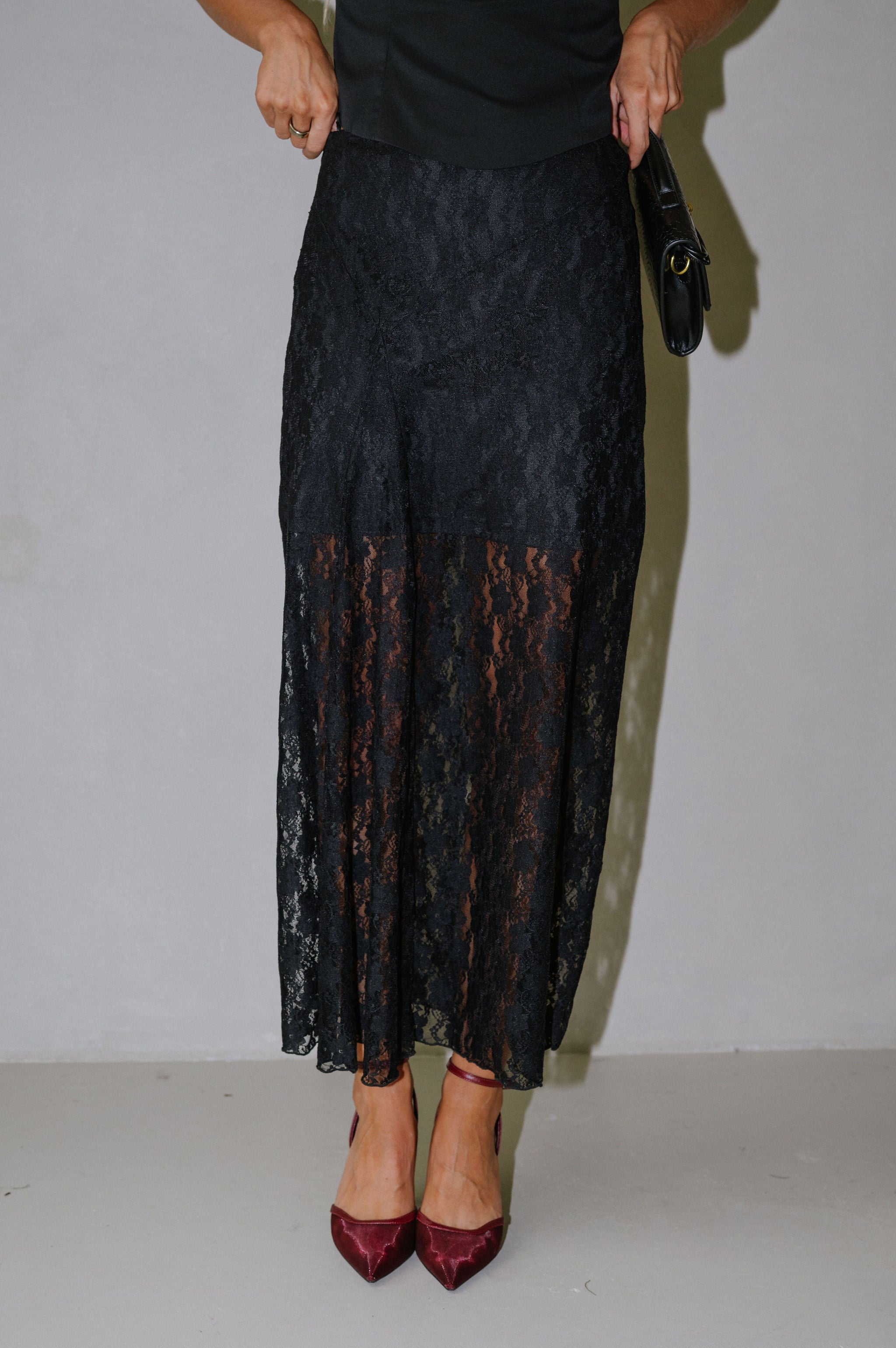 Lace Maxi Skirt- Black