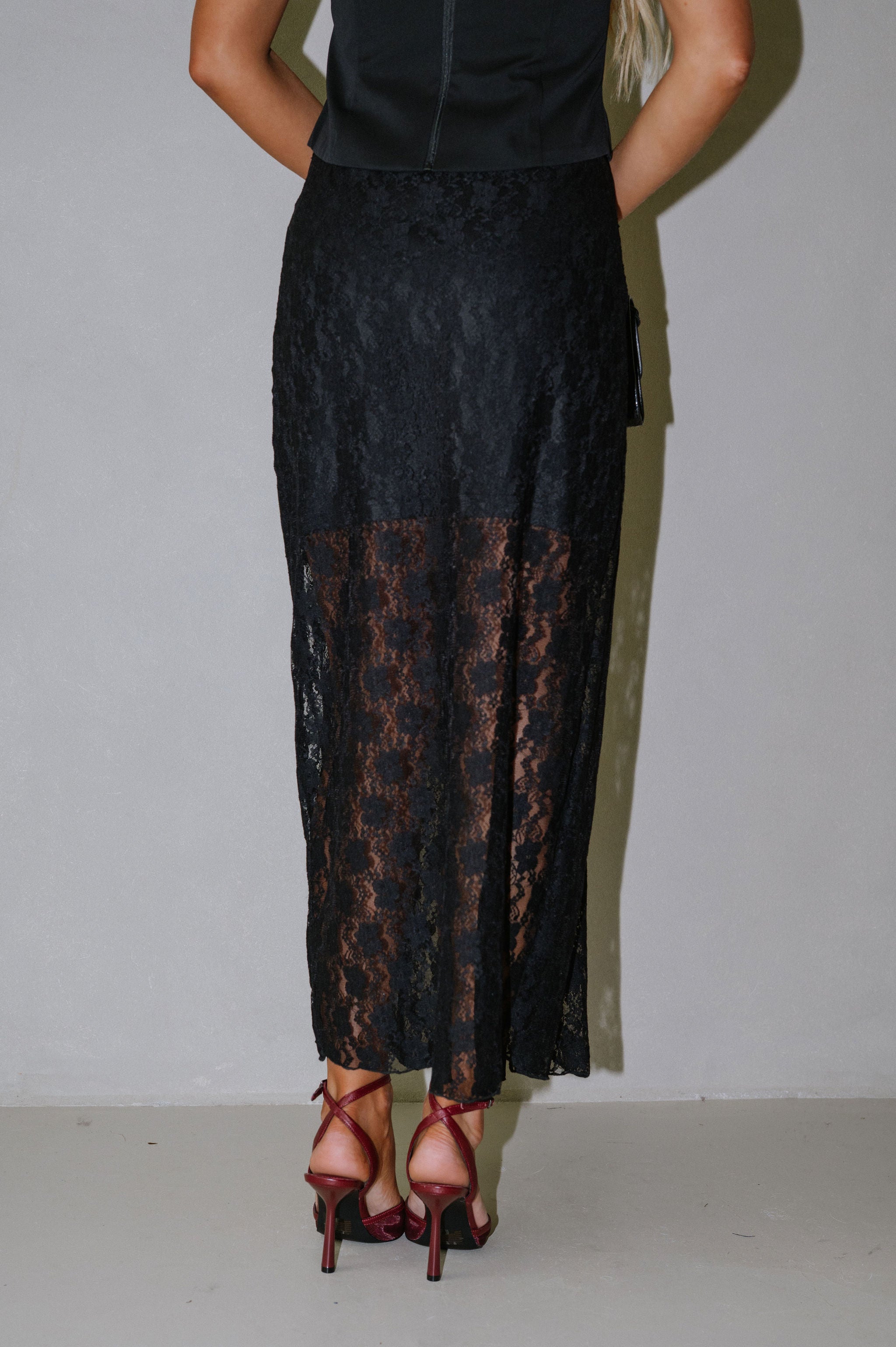 Lace Maxi Skirt- Black