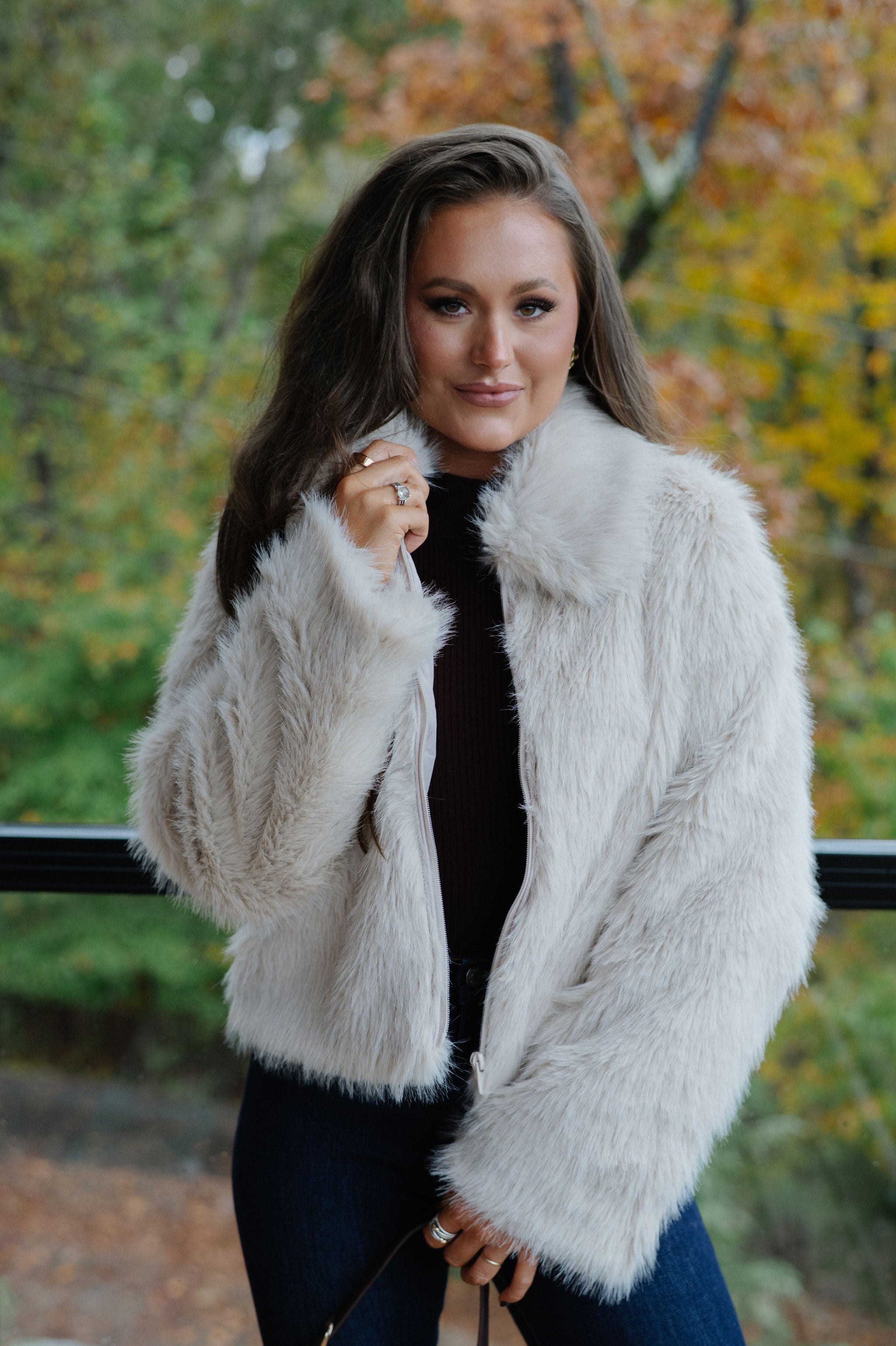 Hosanna Faux Fur Jacket-Beige