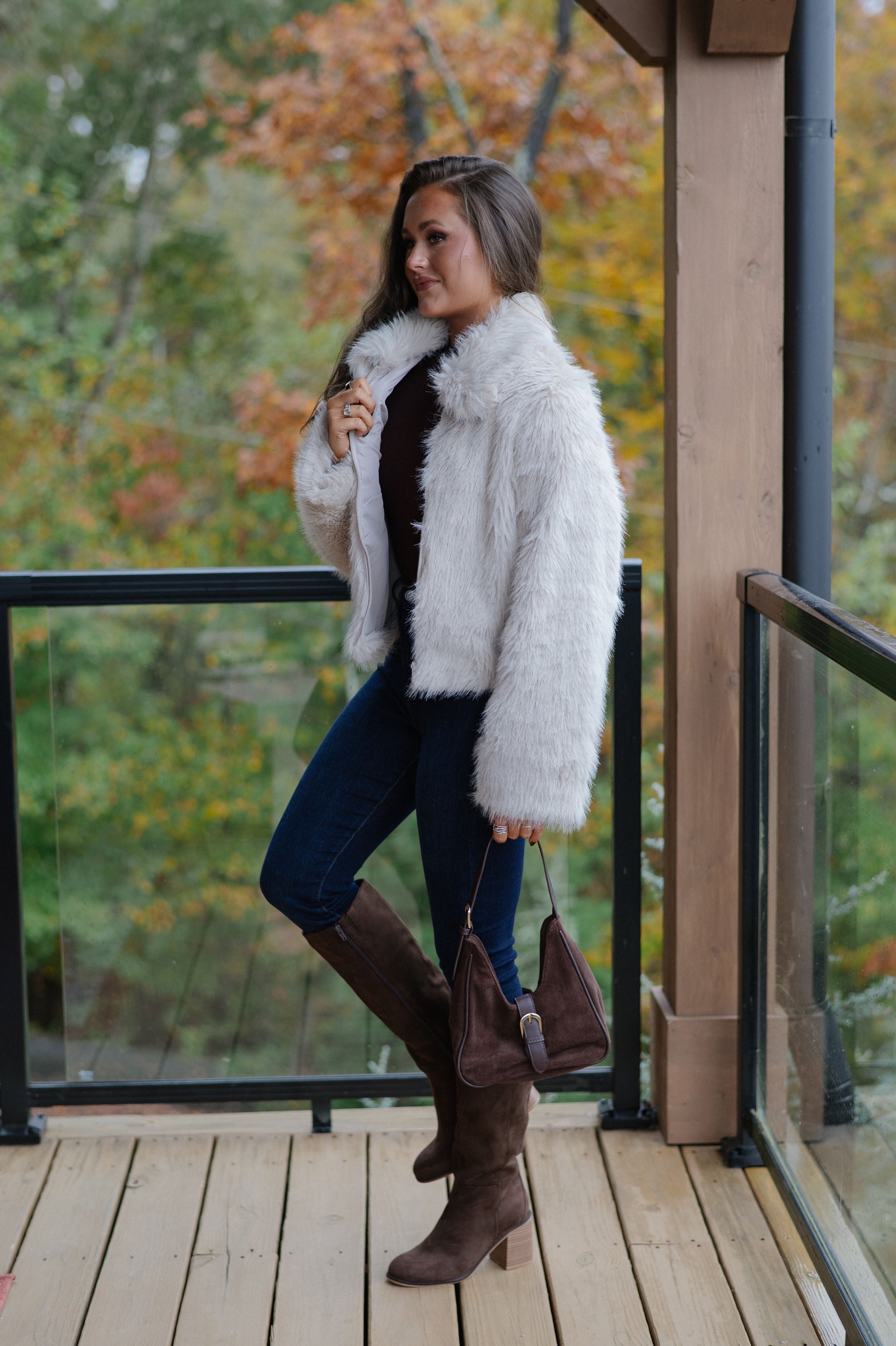 Hosanna Faux Fur Jacket-Beige