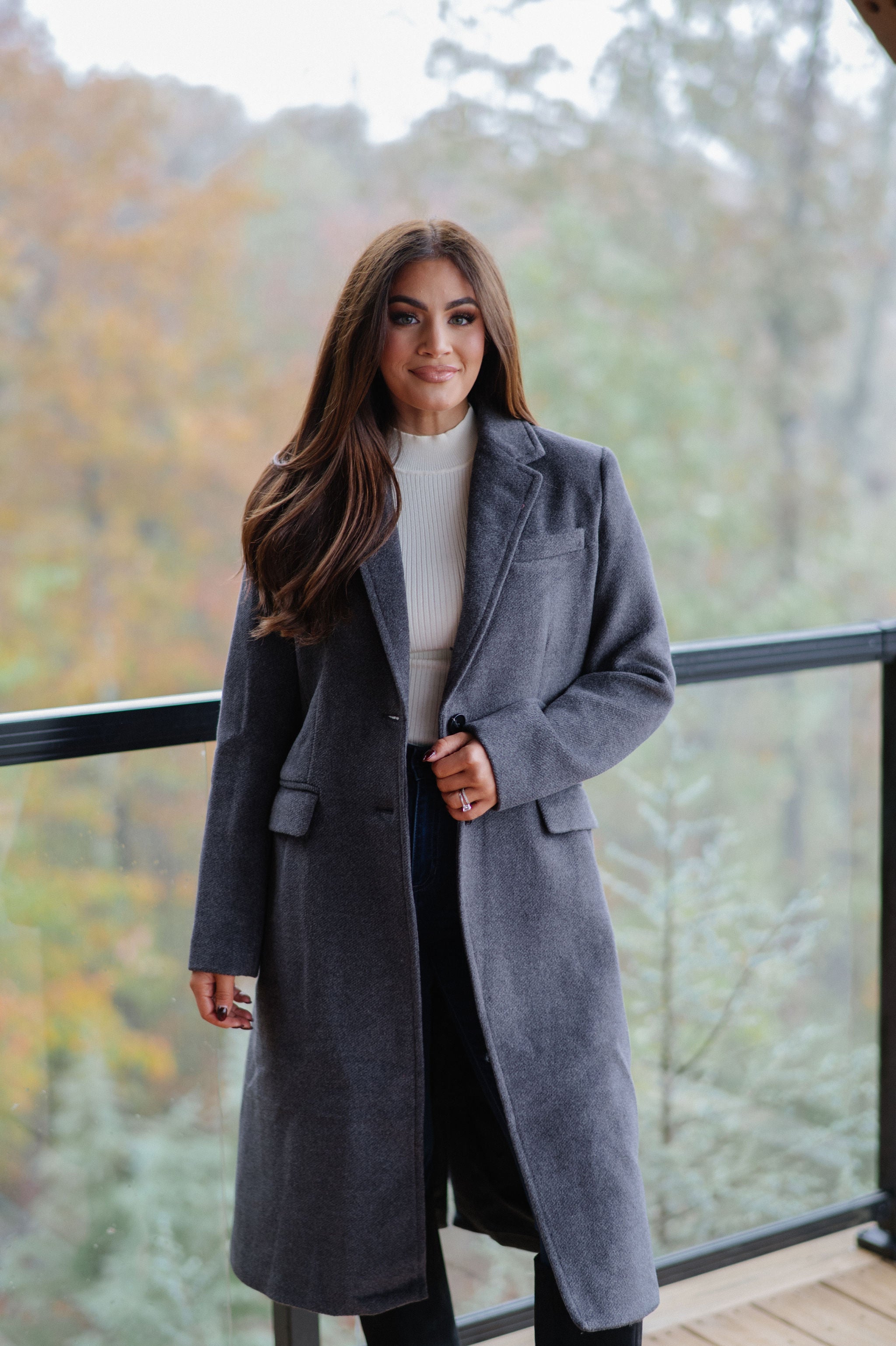 Cozy Long Wool Coat-Charcoal