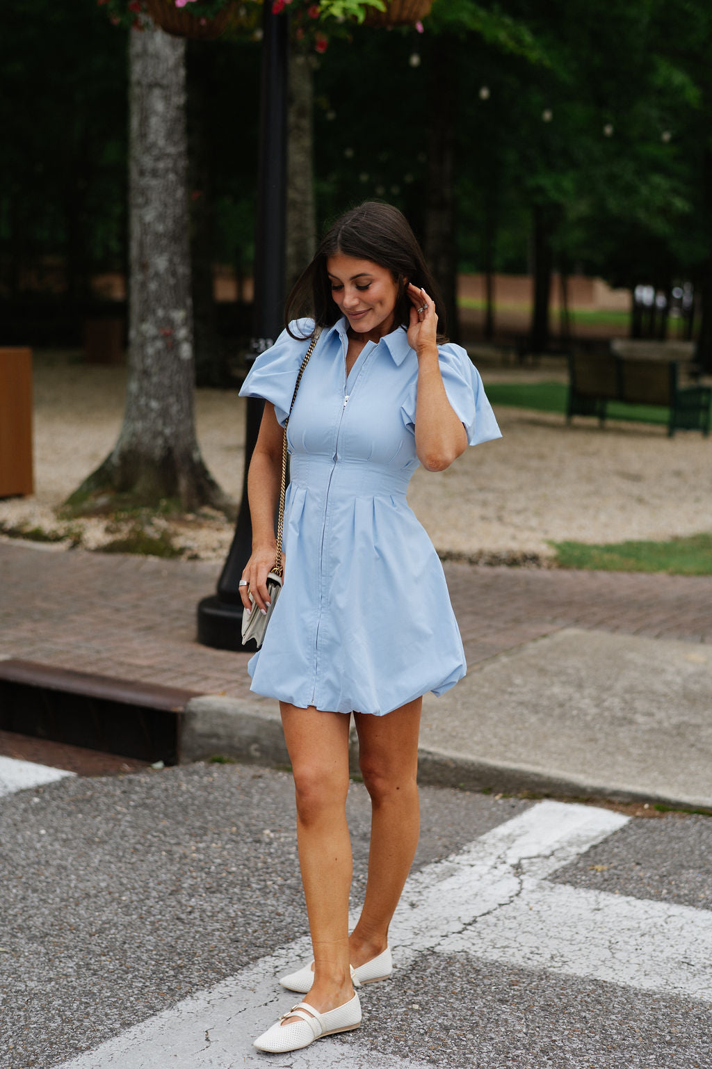 Stella Puff Sleeve Mini Dress-Light Blue