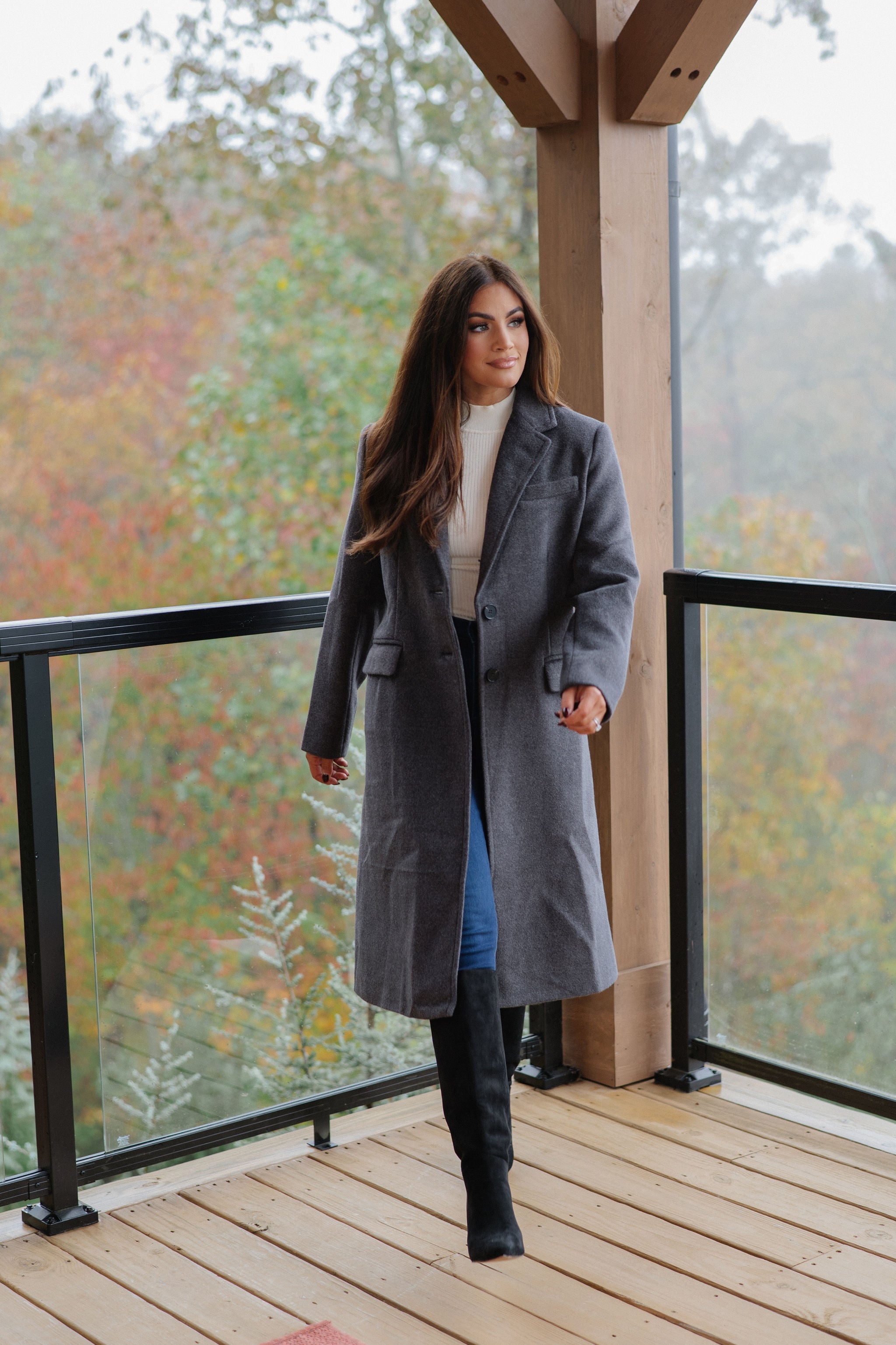 Cozy Long Wool Coat-Charcoal