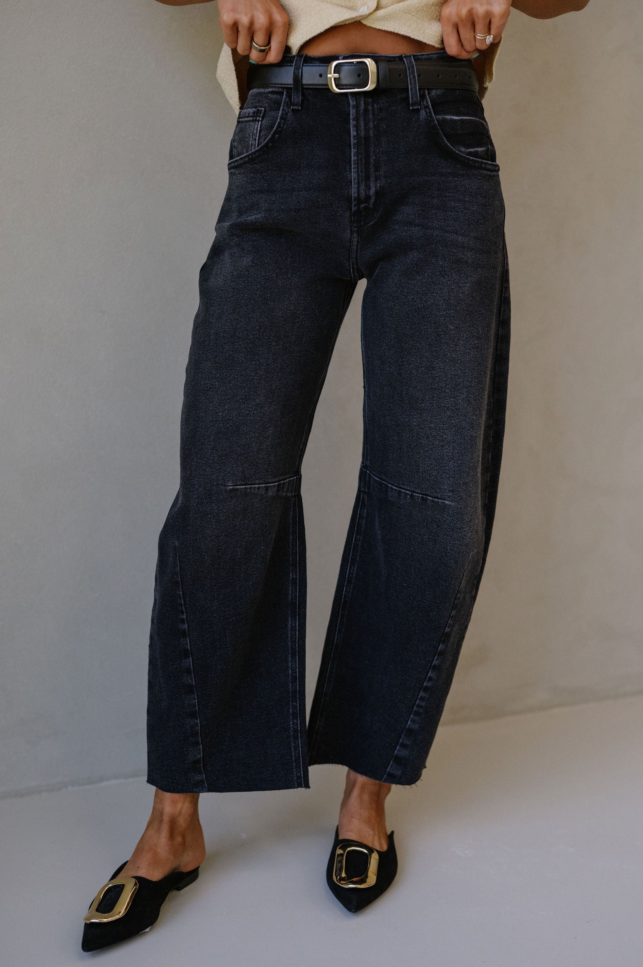 Matthew Barrel Jeans-Washed Black