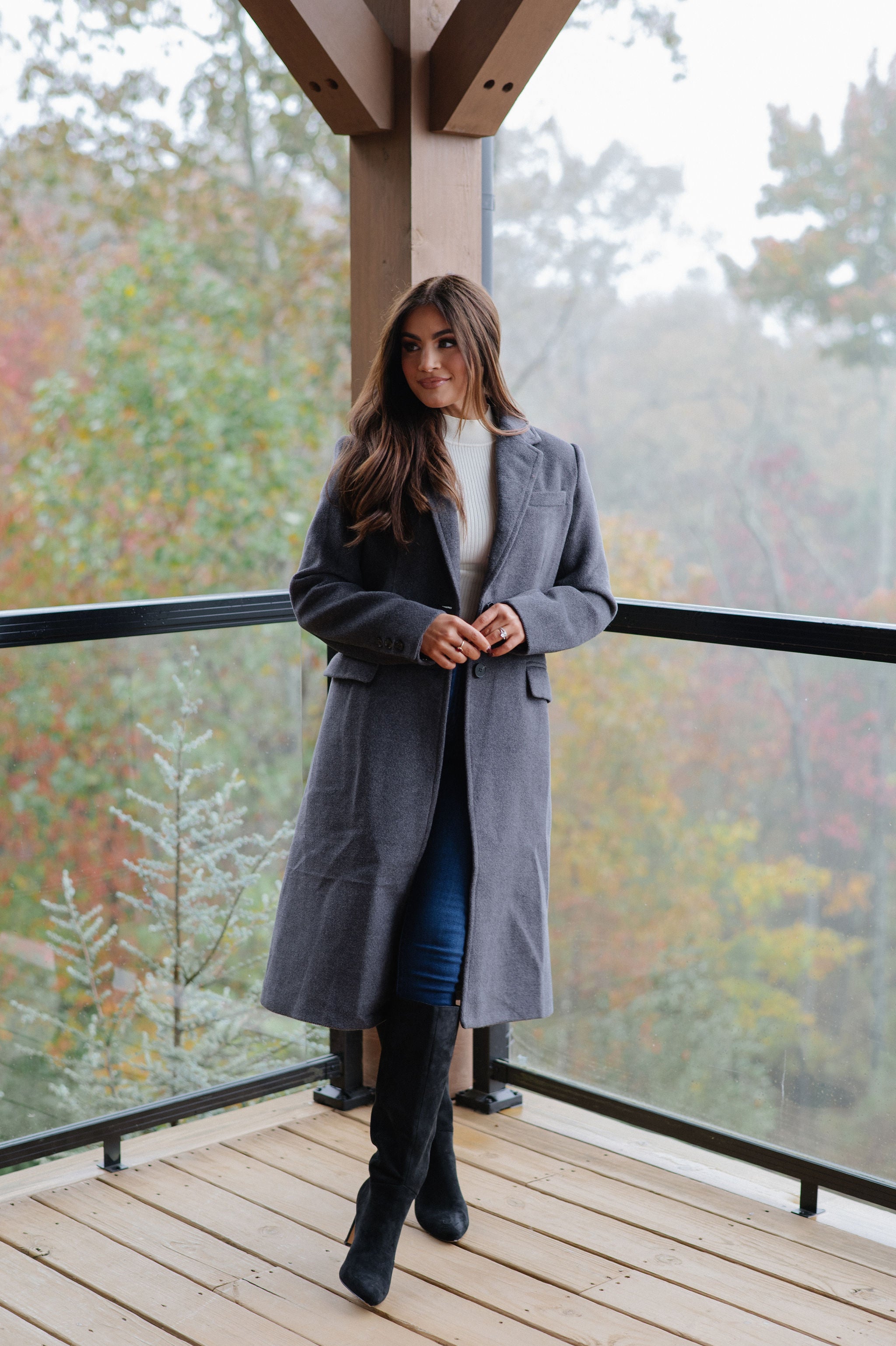 Cozy Long Wool Coat-Charcoal