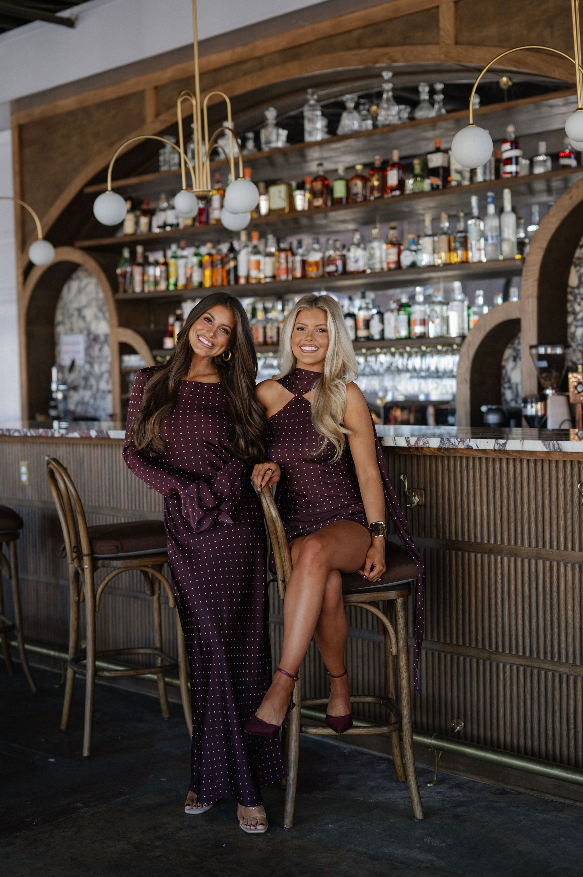 Georgie Polka Dot Dress-Mahogany