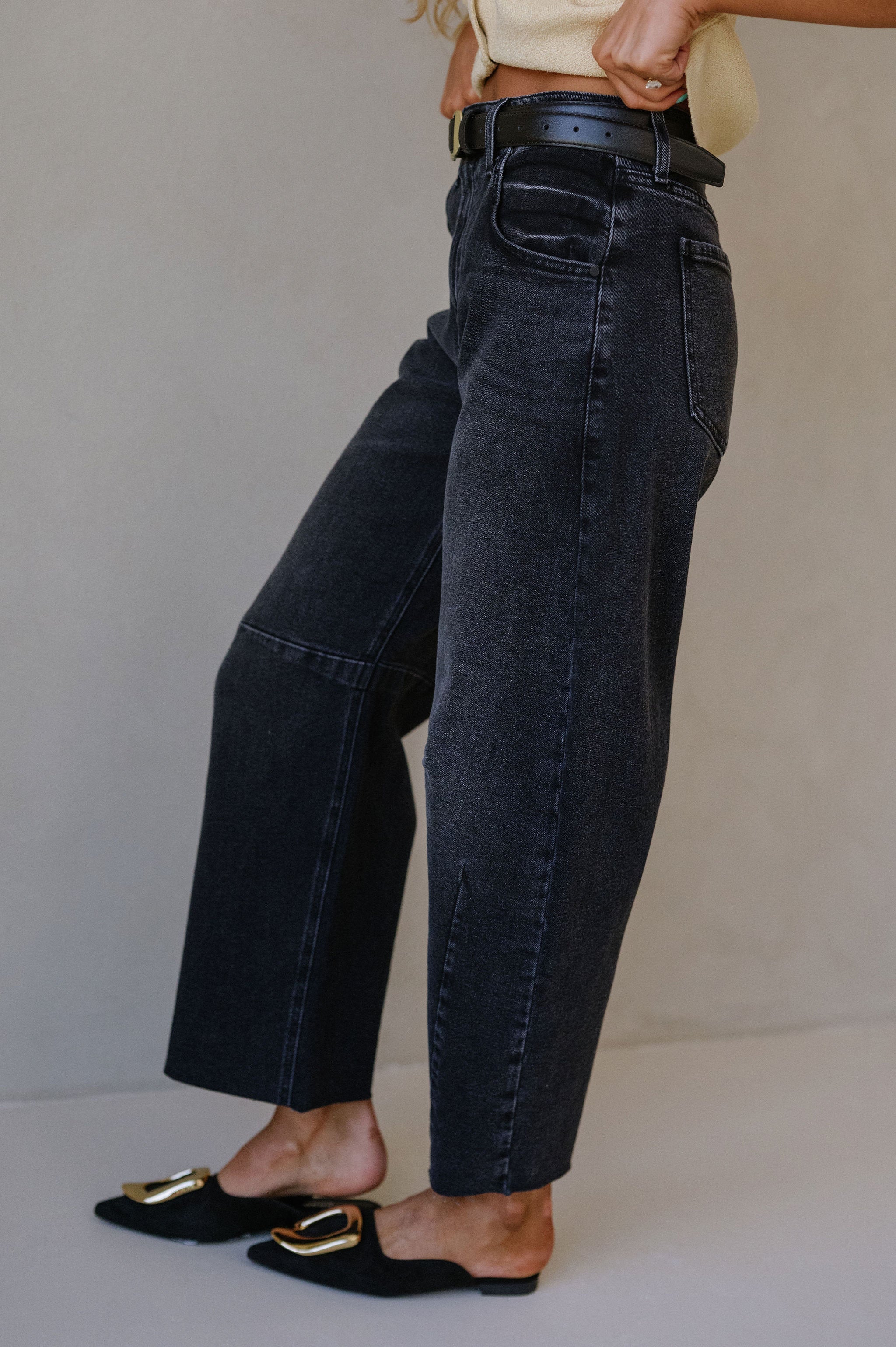 Matthew Barrel Jeans-Washed Black