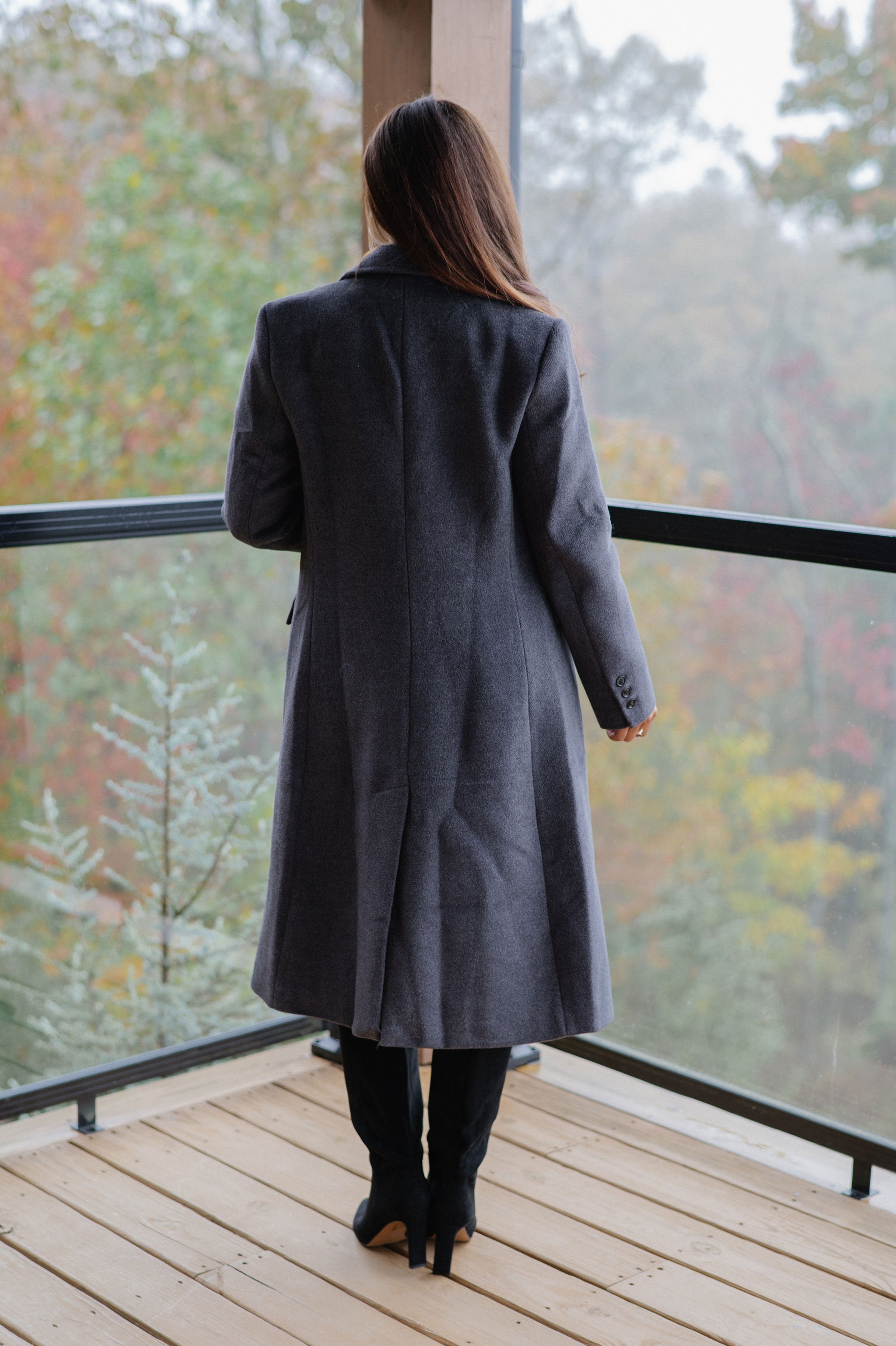 Cozy Long Wool Coat-Charcoal