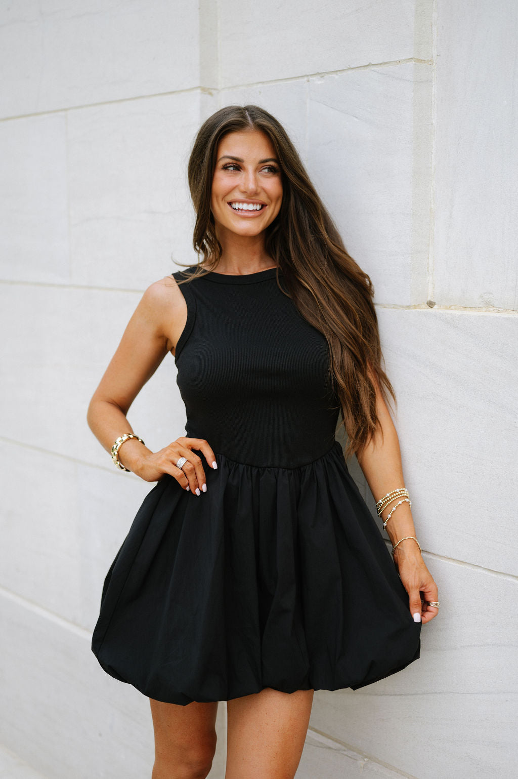 Averi Poplin Dress-Black