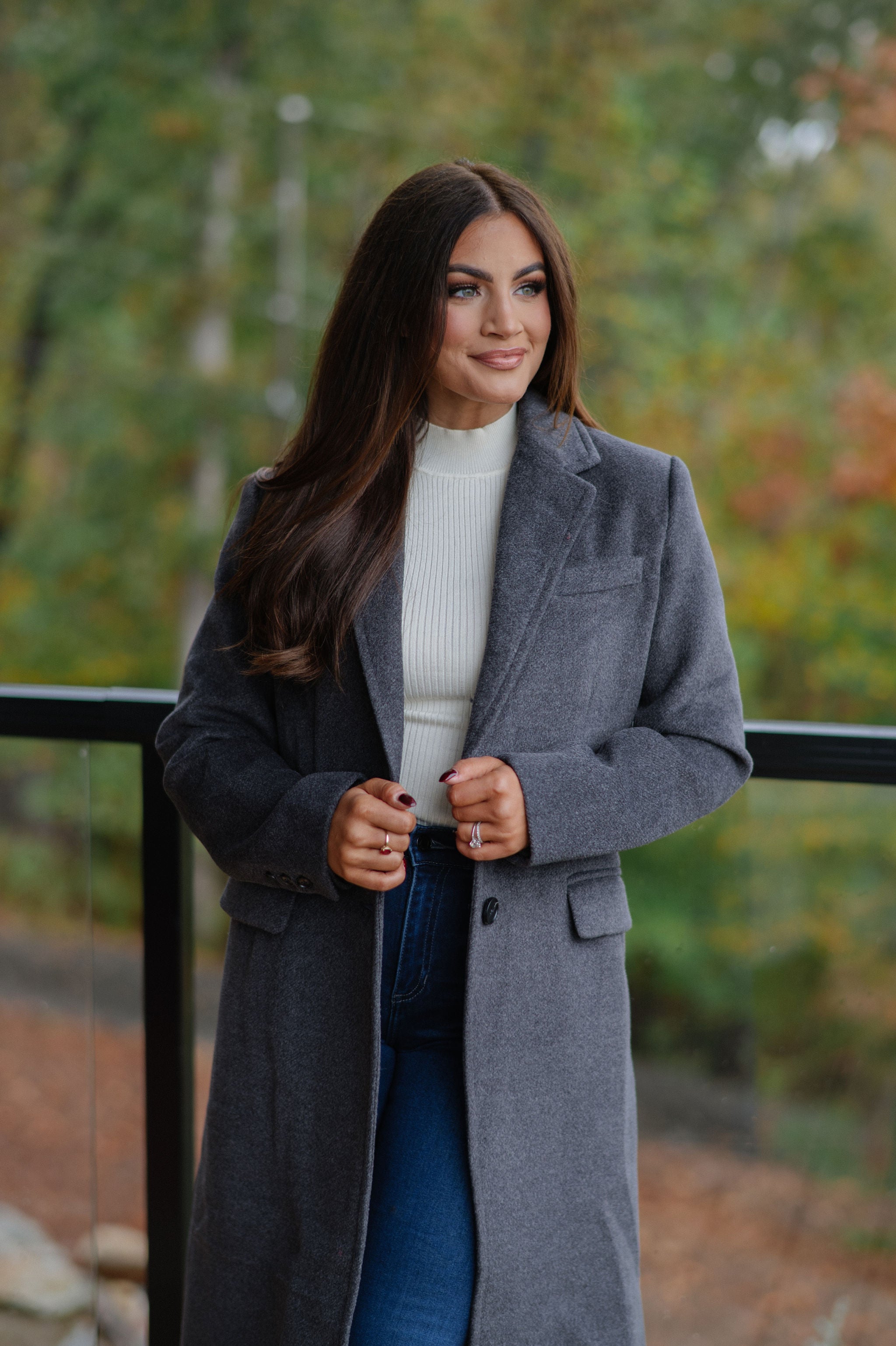 Cozy Long Wool Coat-Charcoal