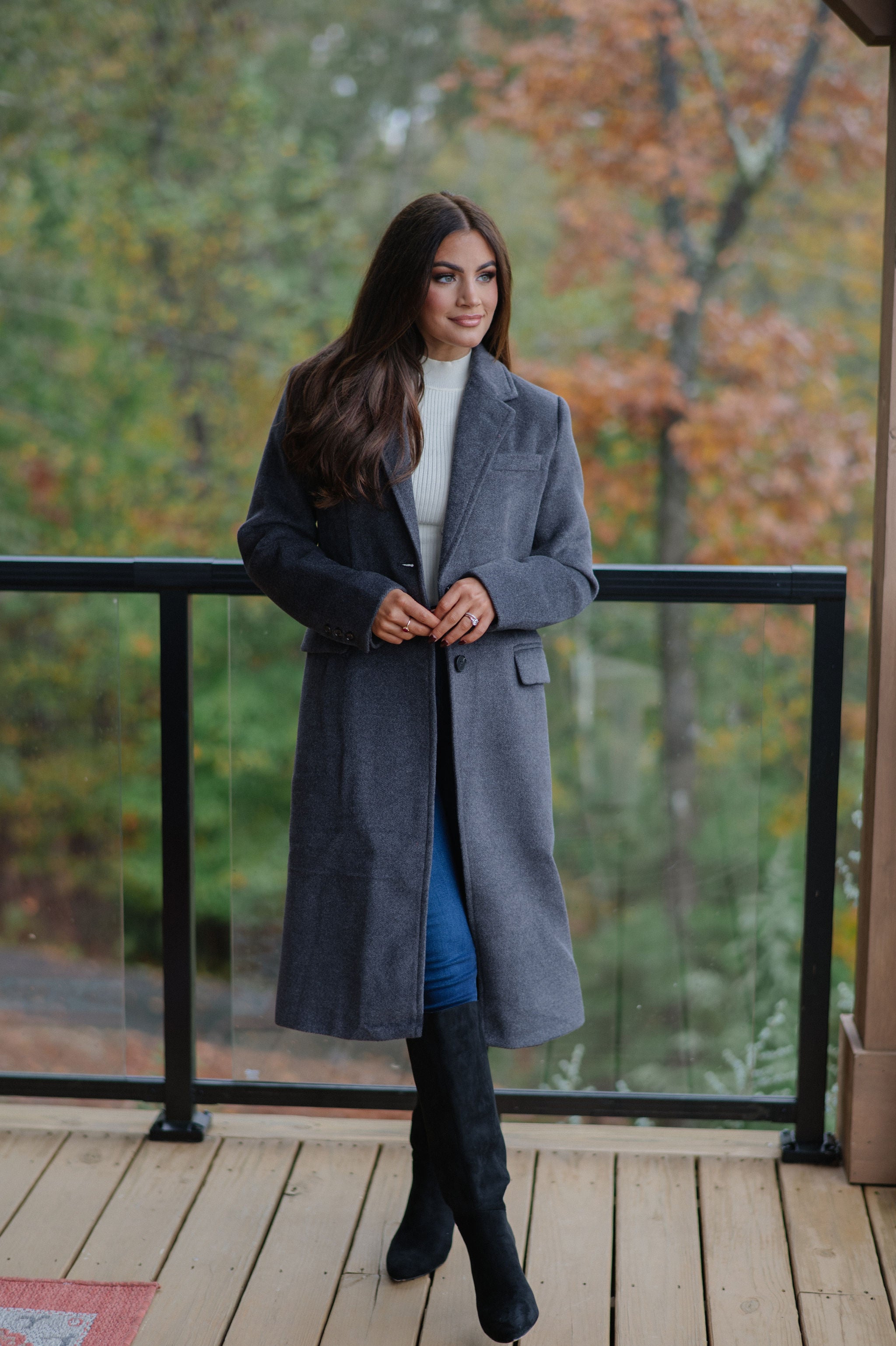 Cozy Long Wool Coat-Charcoal