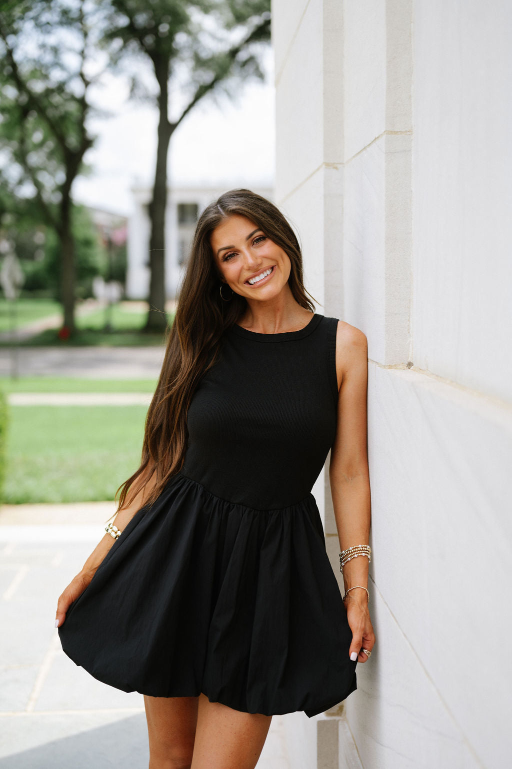 Averi Poplin Dress-Black