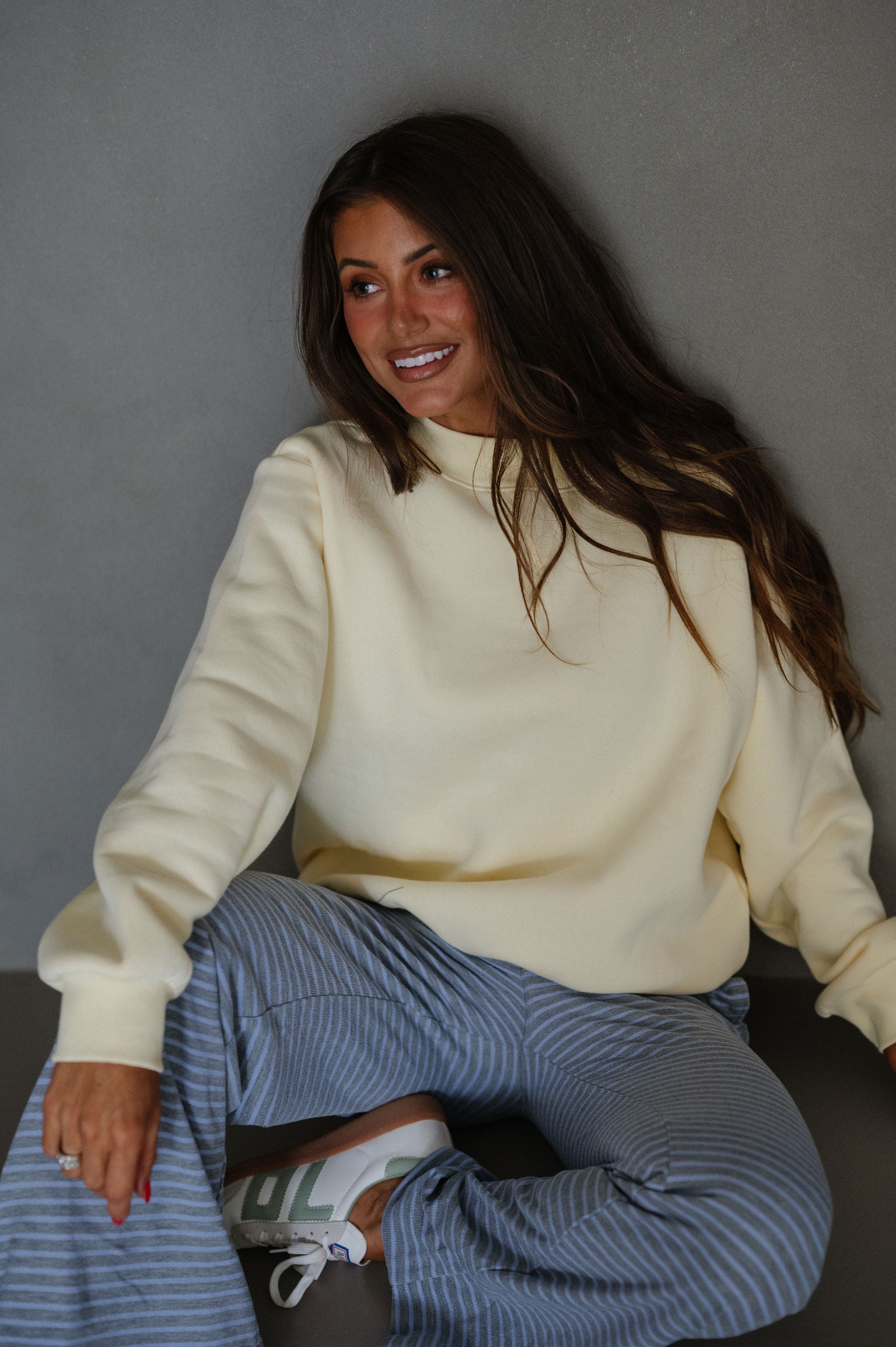 Millie Mock Neck Sweatshirt-Butter
