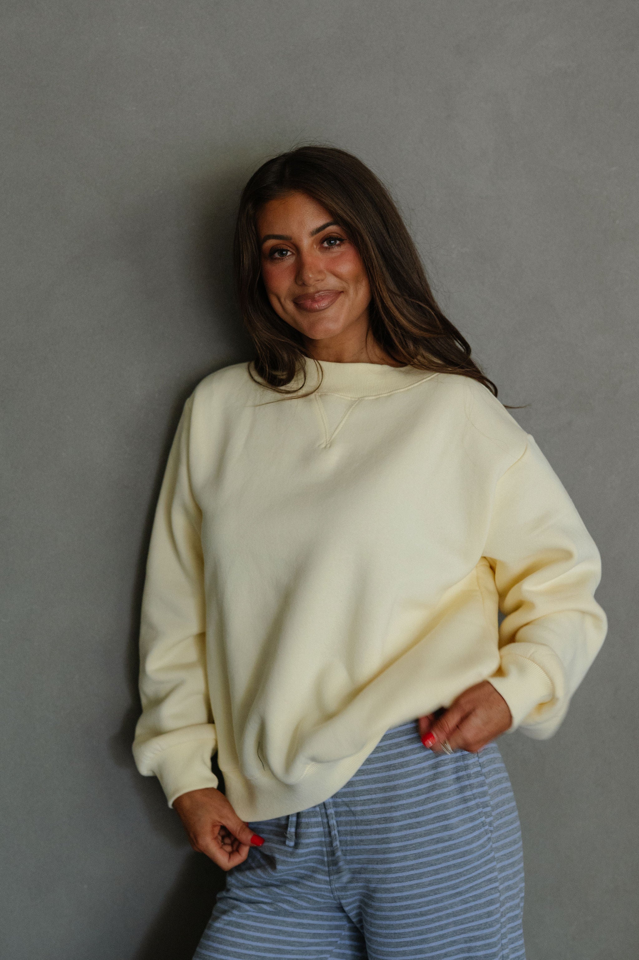 Millie Mock Neck Sweatshirt-Butter