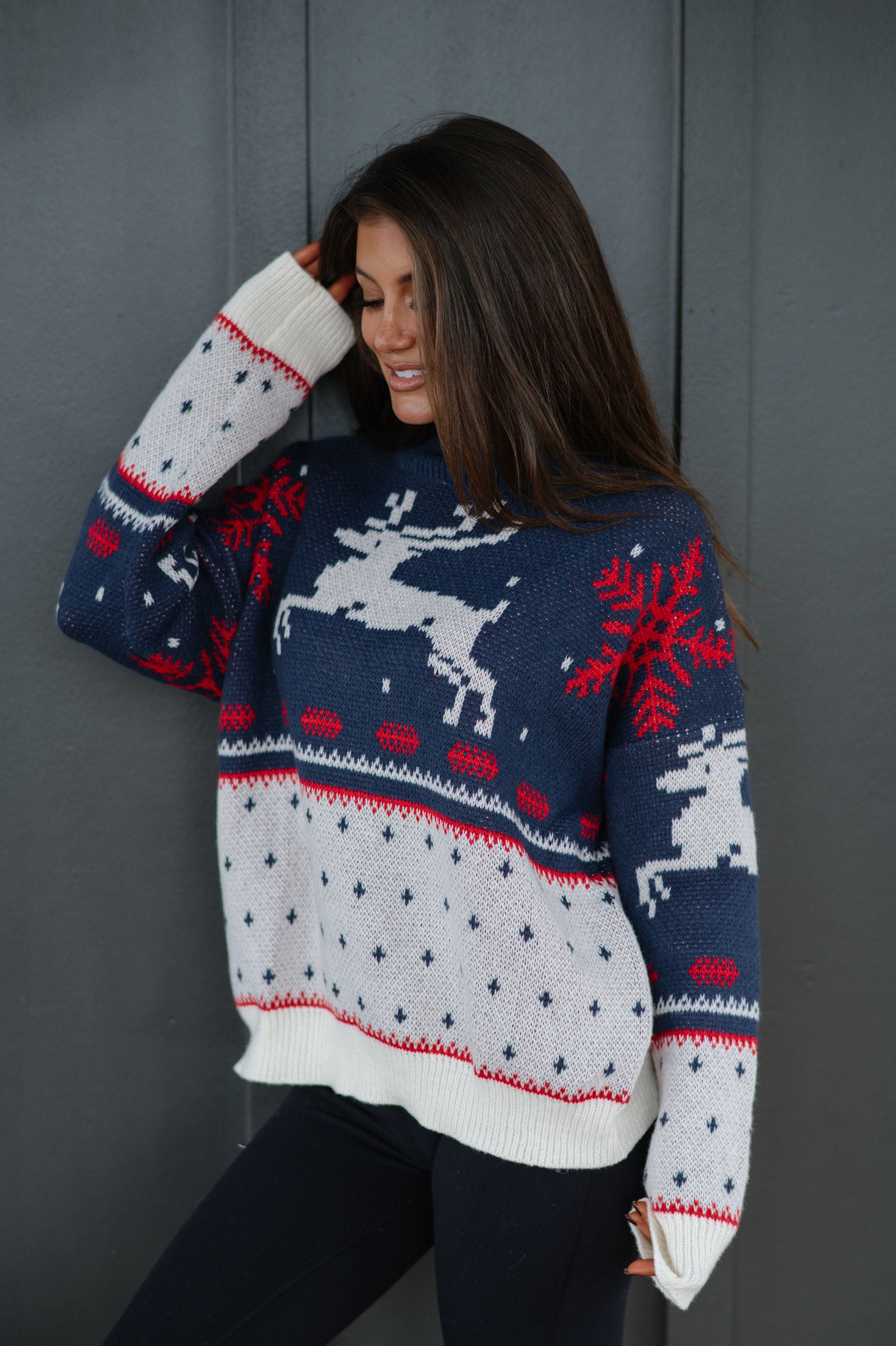 Prancer Fair Isle Sweater-Blue Multi
