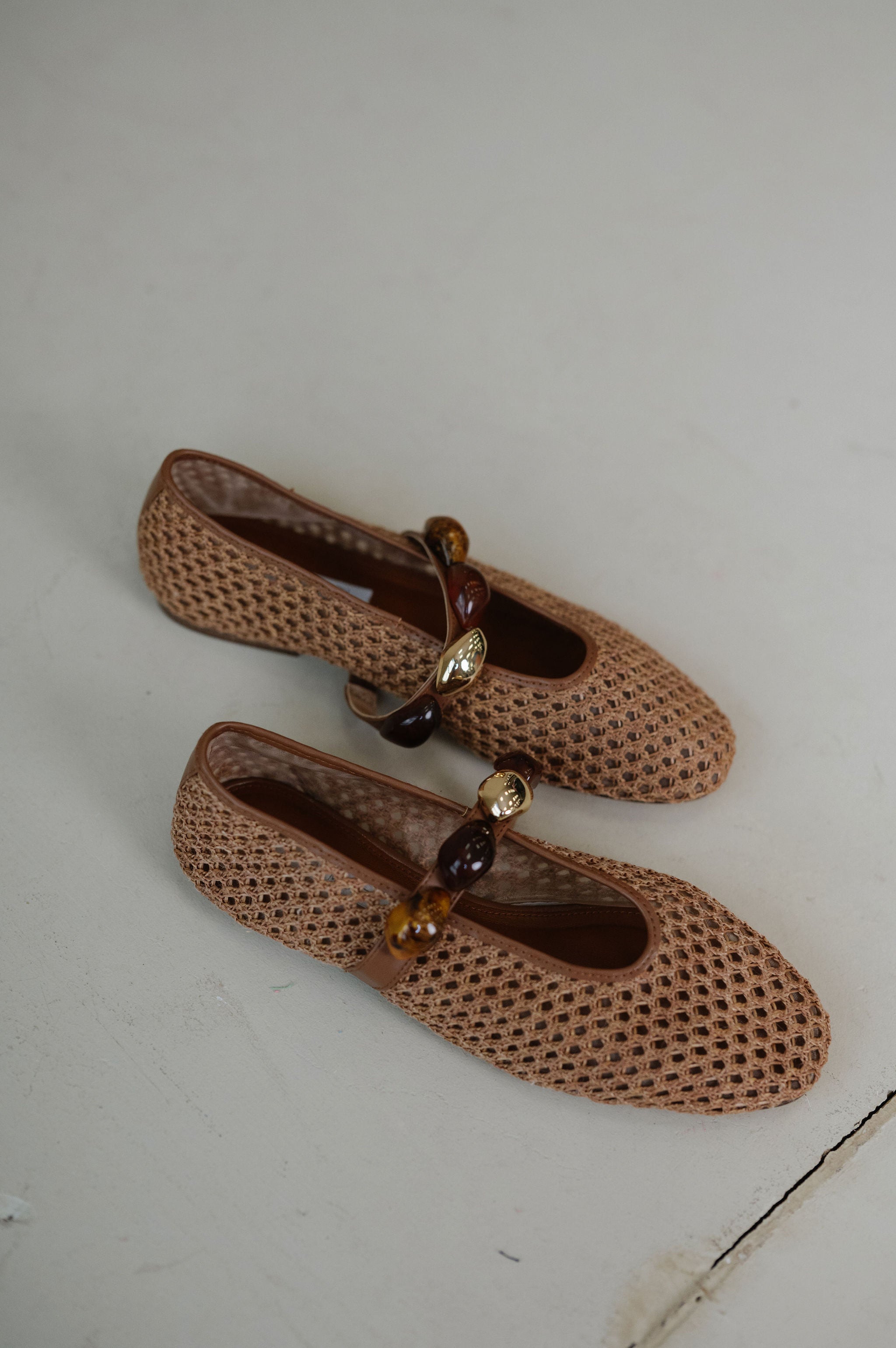 Poppin Ballet Flat-Brown Raffia