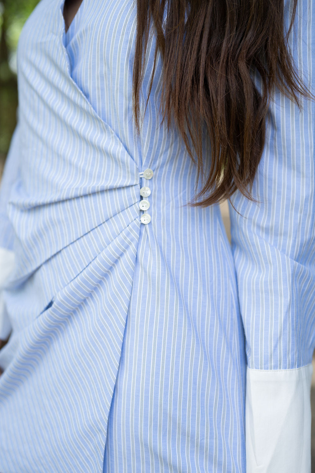 Piper Striped Shirt Dress- Blue