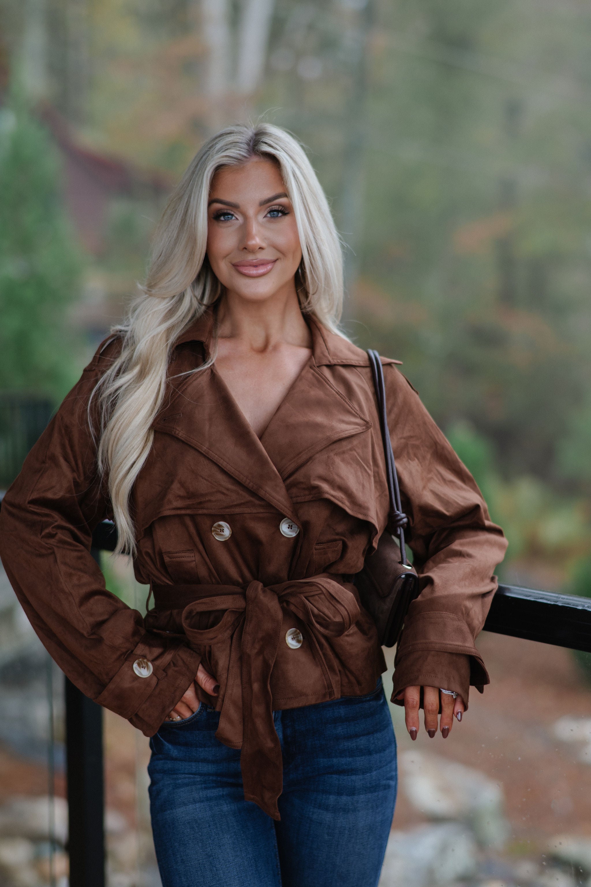 Cropped Trench Coat-Chocolate