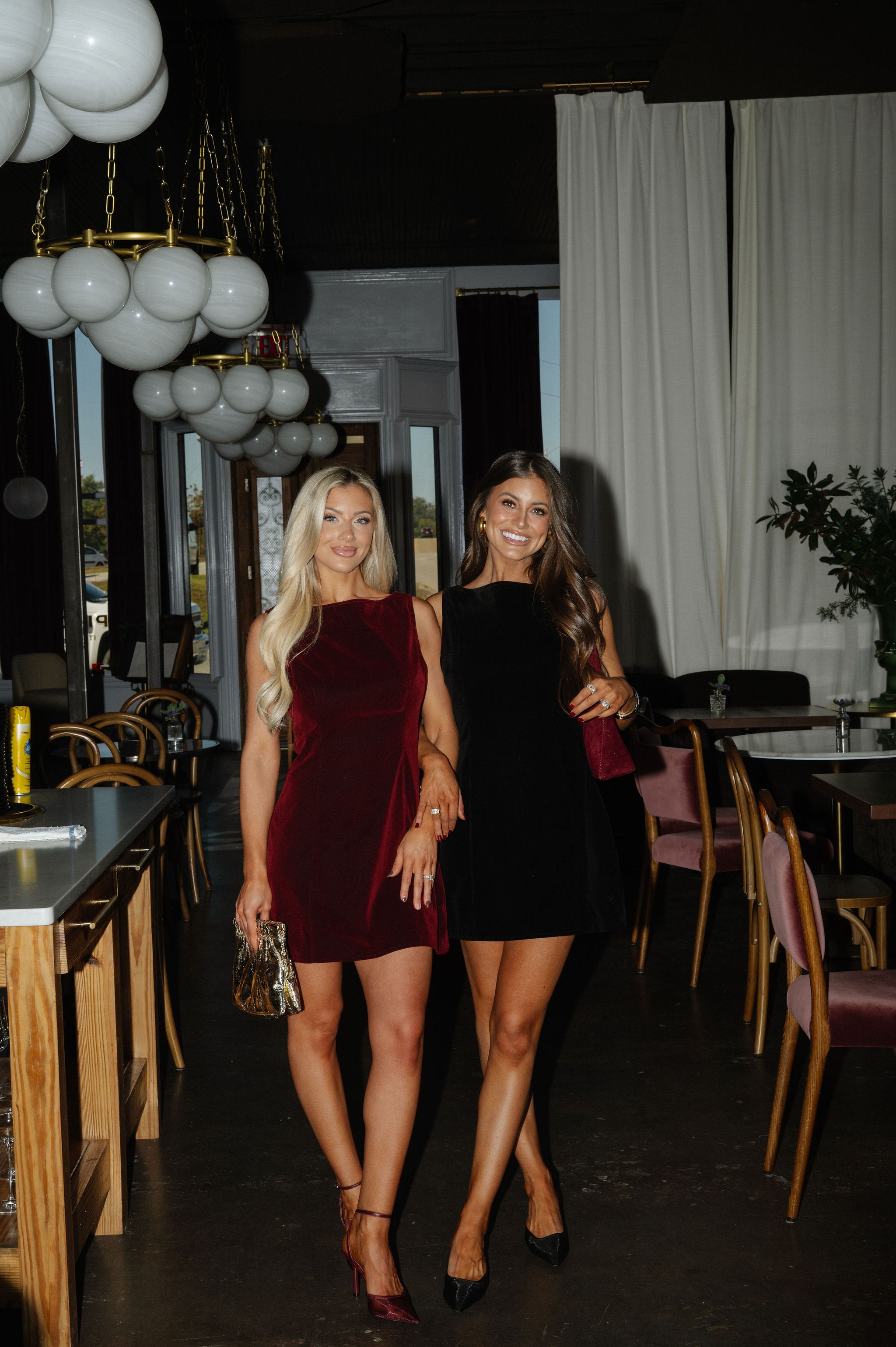 Karmen Velvet Mini Dress-Burgundy